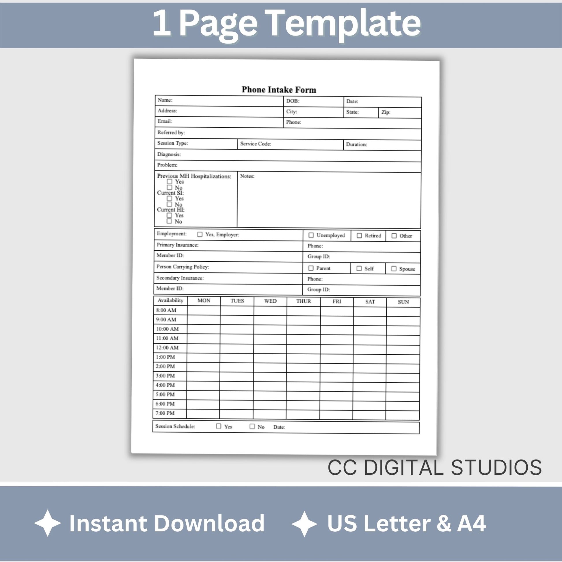 Phone client intake form for Mental Health Counselors. This template is perfect for gathering essential client information. Phone Consult for Clinicians, Client Contact Sheet, Psychology Therapy Notes, Therapist Office Therapy Forms