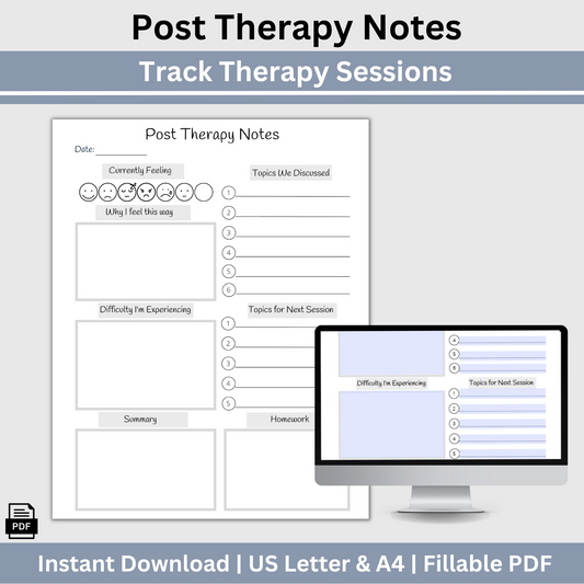Post Therapy Notes Tracker: Stay Organized and Gain Valuable Insights