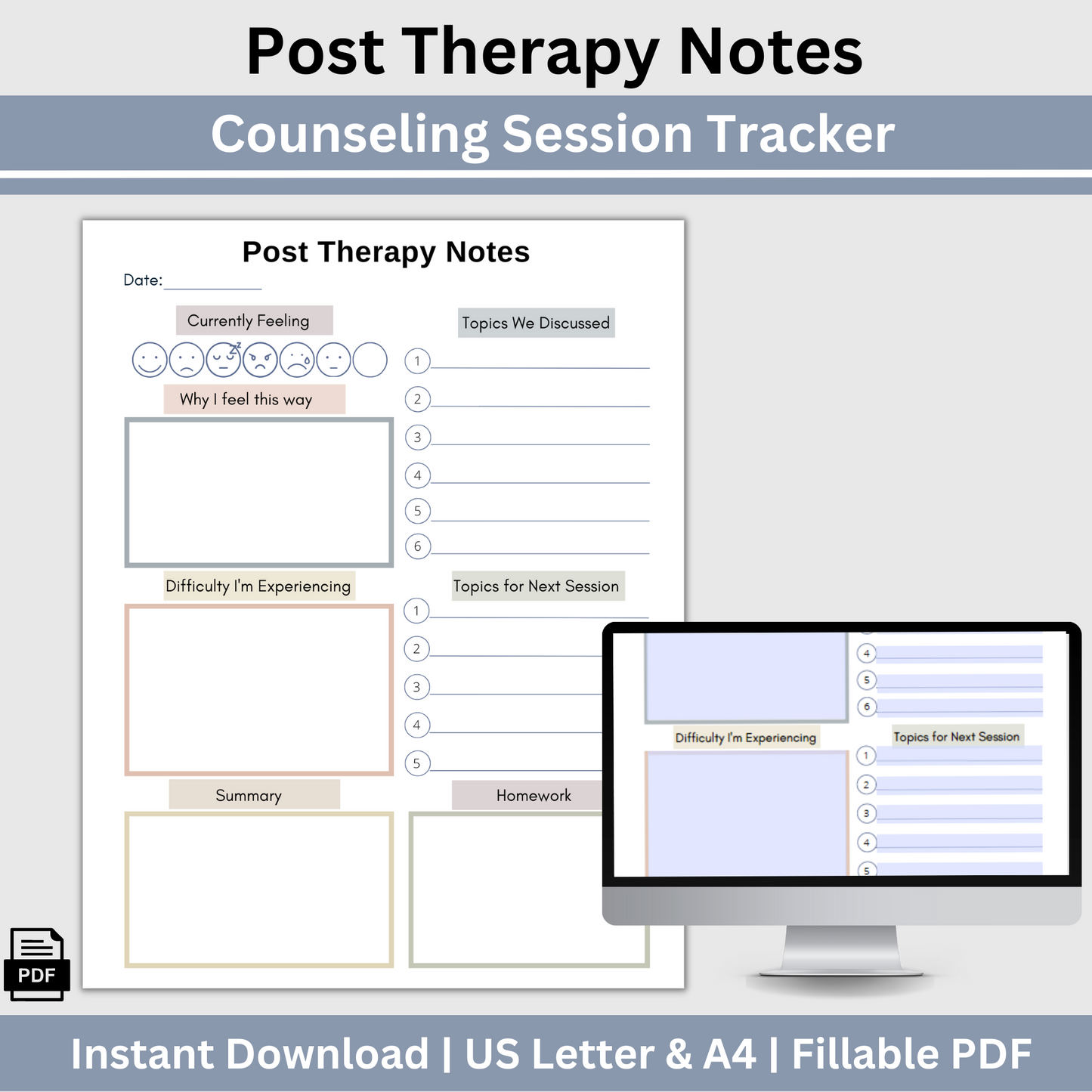 This post therapy session log helps you remember what was shared in your counseling sessions. Stay organized with the therapy session log and gain valuable insights.  Therapy Overview, Therapy Planner, Therapy Session Log