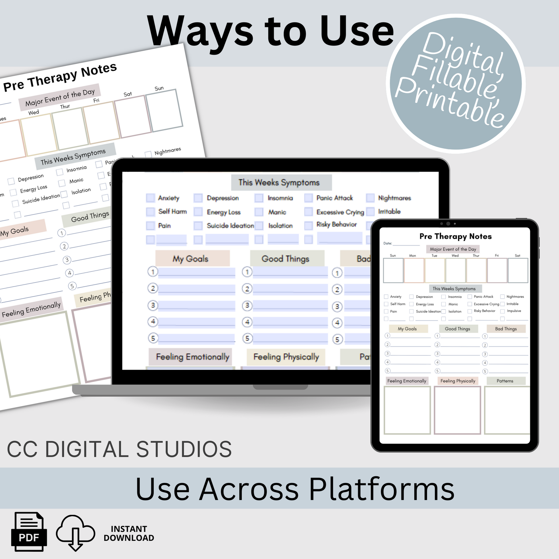 This pre therapy session log helps you plan and remember what to share in your counseling sessions. Stay organized with the therapy session log, track your mood, and gain valuable insights.