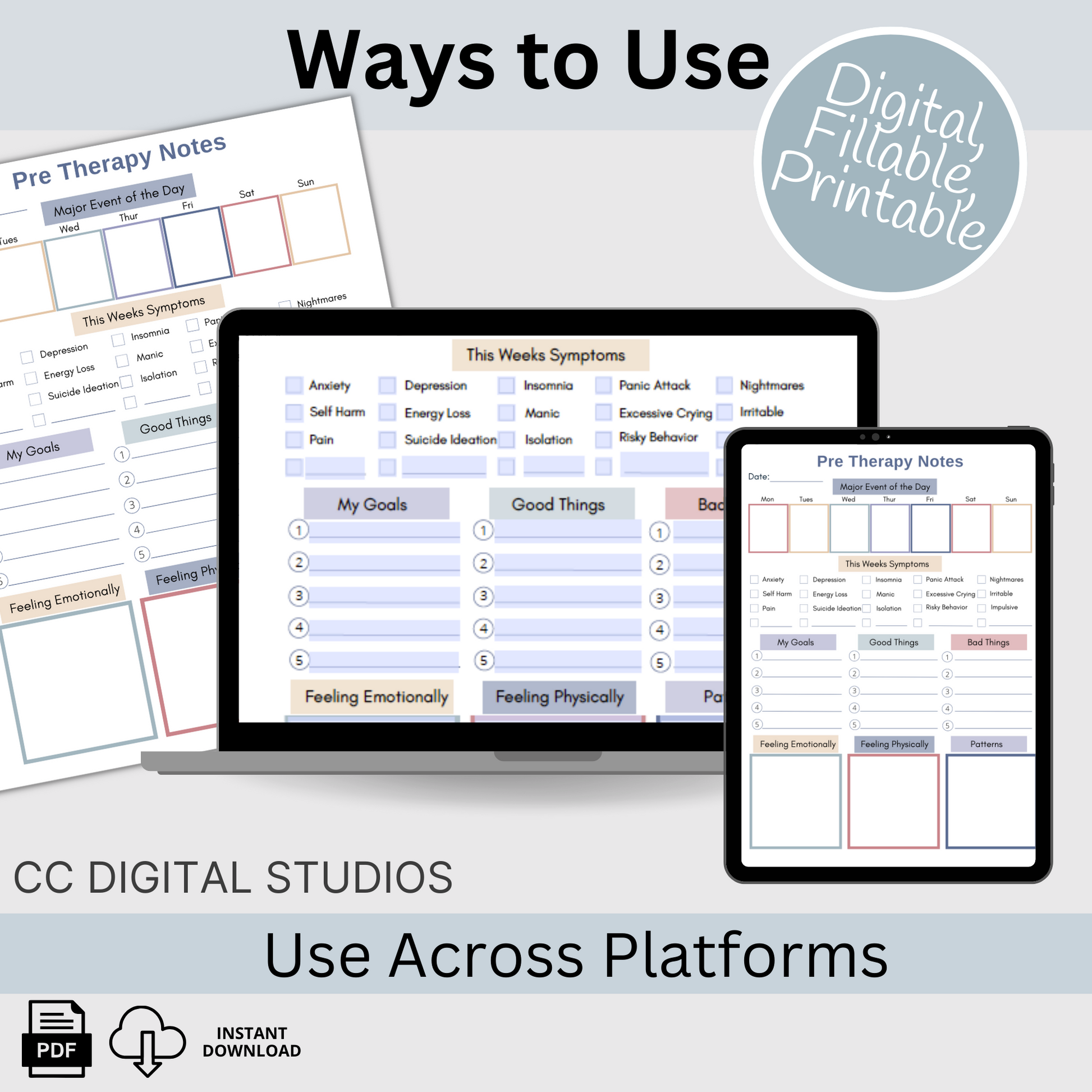 This pre therapy session log helps you plan and remember what to share in your counseling sessions. Stay organized with the therapy session log, track your mood, and gain valuable insights.