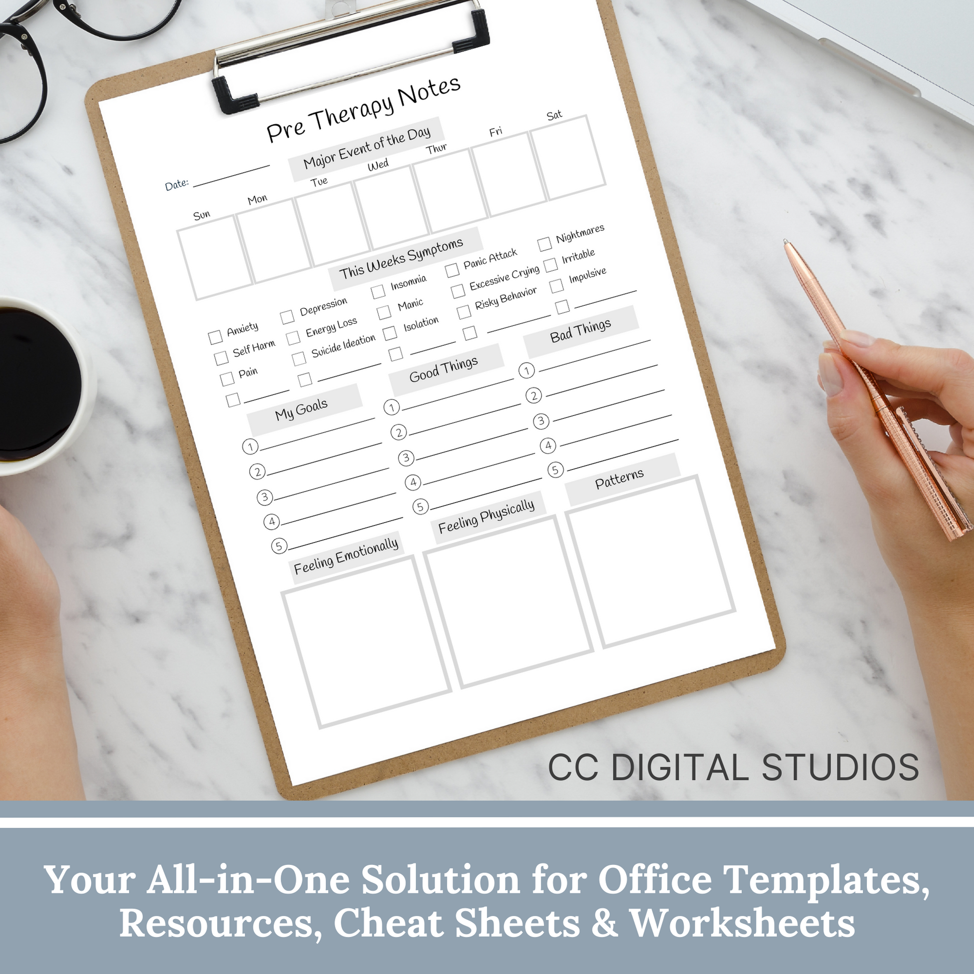 This pre therapy session log helps you plan and remember what to share in your counseling sessions. Stay organized with the therapy session log, track your mood, and gain valuable insights.