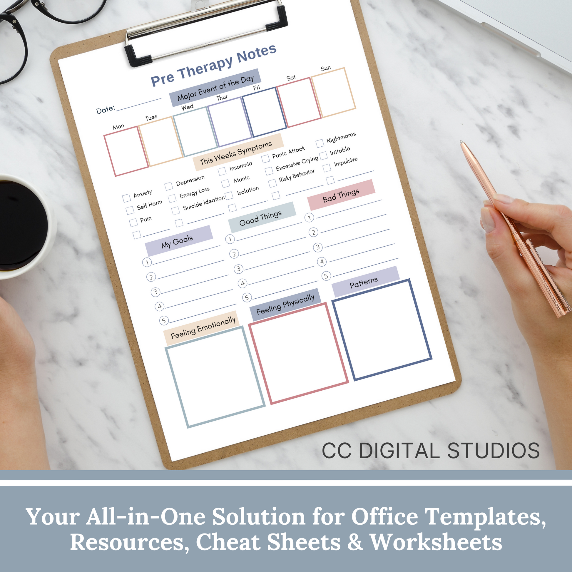 This pre therapy session log helps you plan and remember what to share in your counseling sessions. Stay organized with the therapy session log, track your mood, and gain valuable insights.