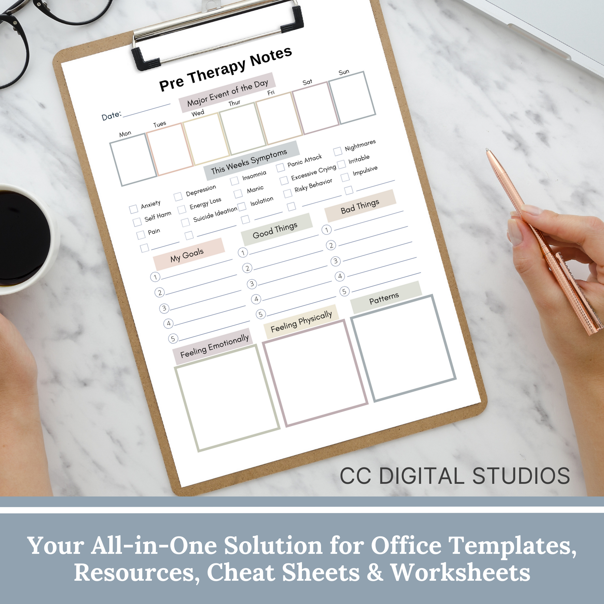 This pre therapy session log helps you plan and remember what to share in your counseling sessions. Stay organized with the therapy session log, track your mood, and gain valuable insights.