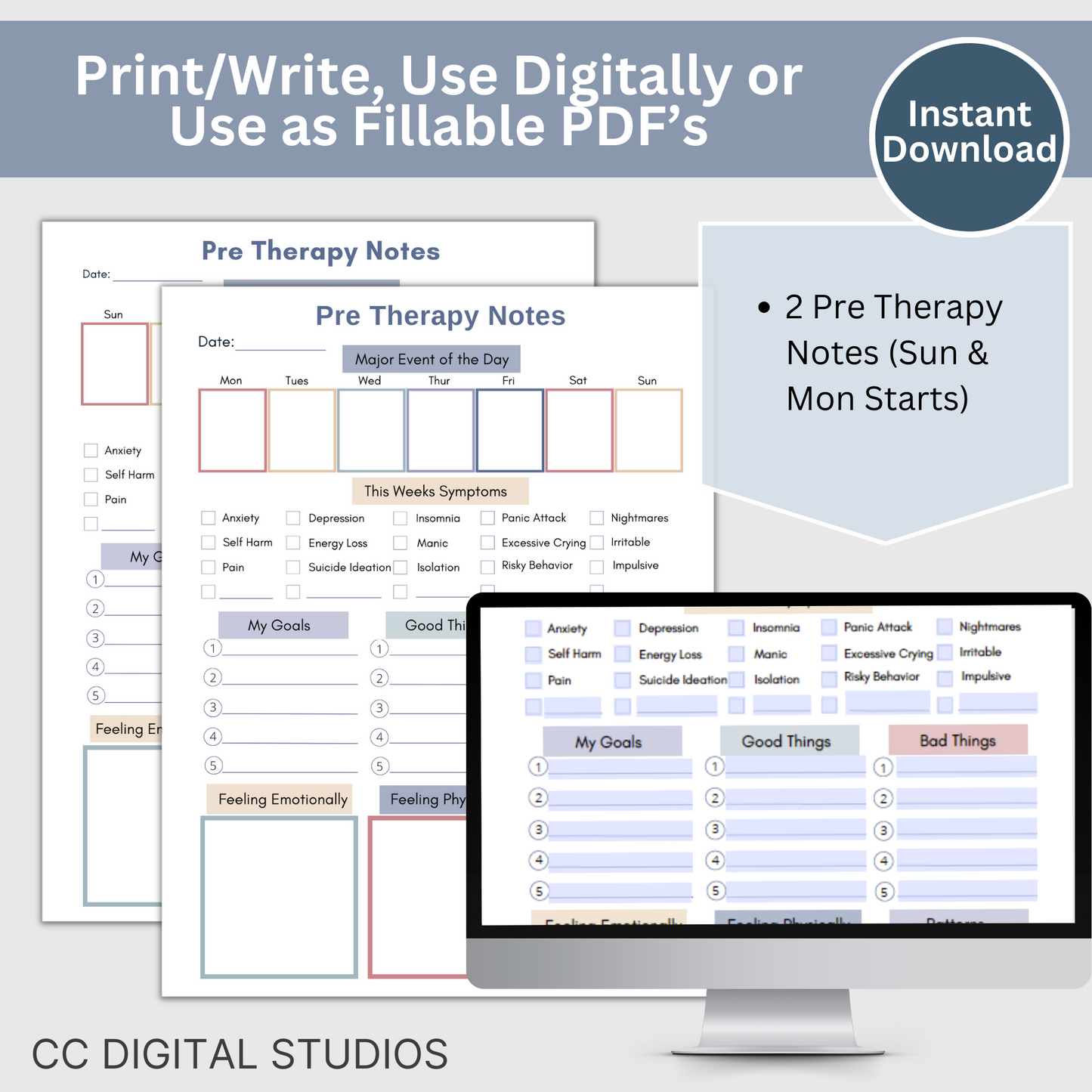 This pre therapy session log helps you plan and remember what to share in your counseling sessions. Stay organized with the therapy session log, track your mood, and gain valuable insights.