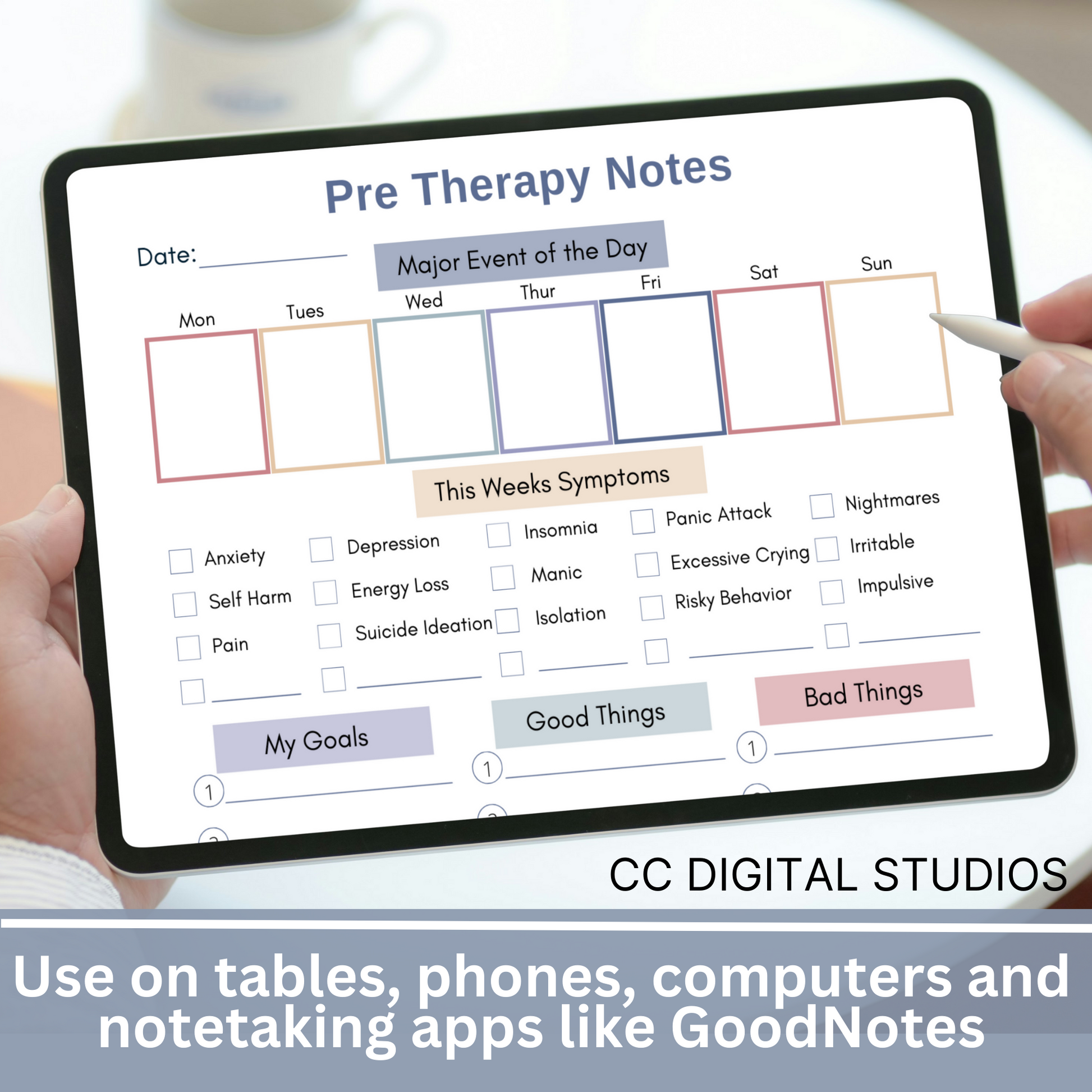 Pre and Post Therapy Notes. Therapy resource has spaces for your thoughts before and after therapy, a therapy session log for what happens during your sessions, and a cool therapy overview.