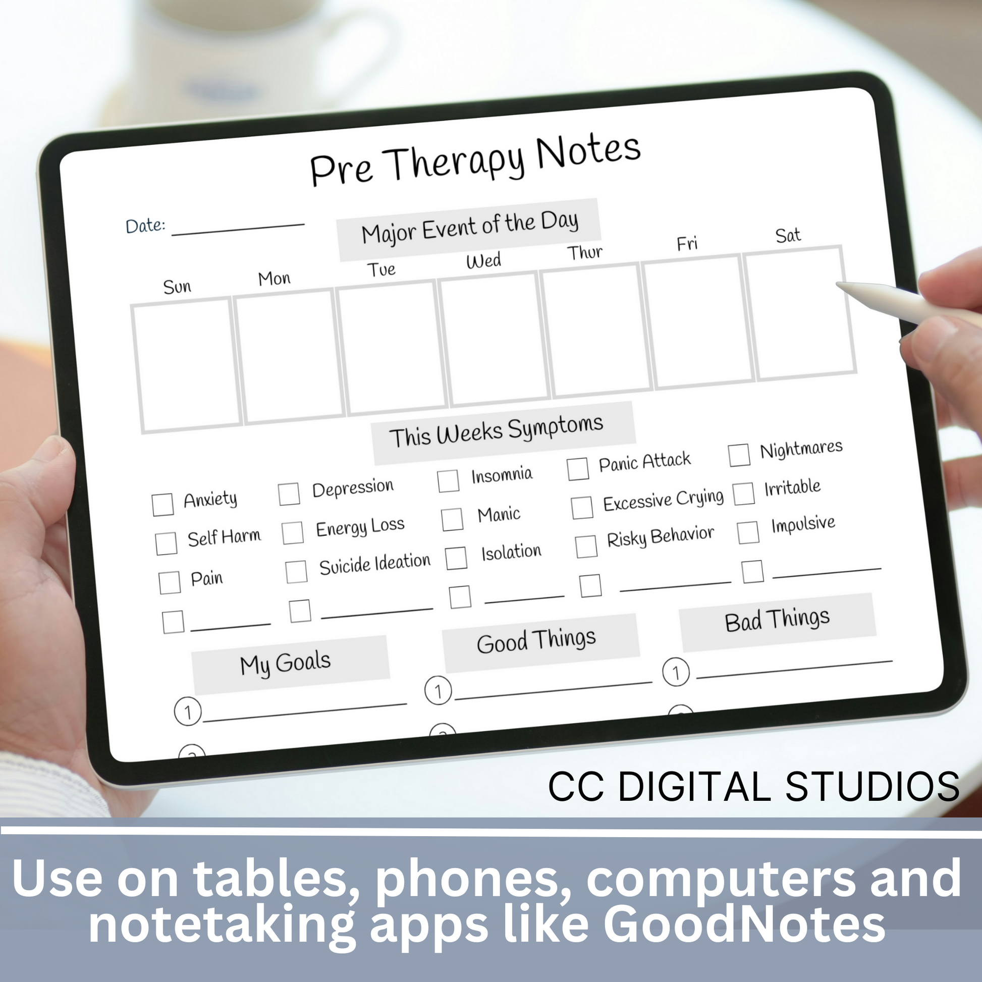 Pre and Post Therapy Notes. Therapy resource has spaces for your thoughts before and after therapy, a therapy session log for what happens during your sessions, and a cool therapy overview.