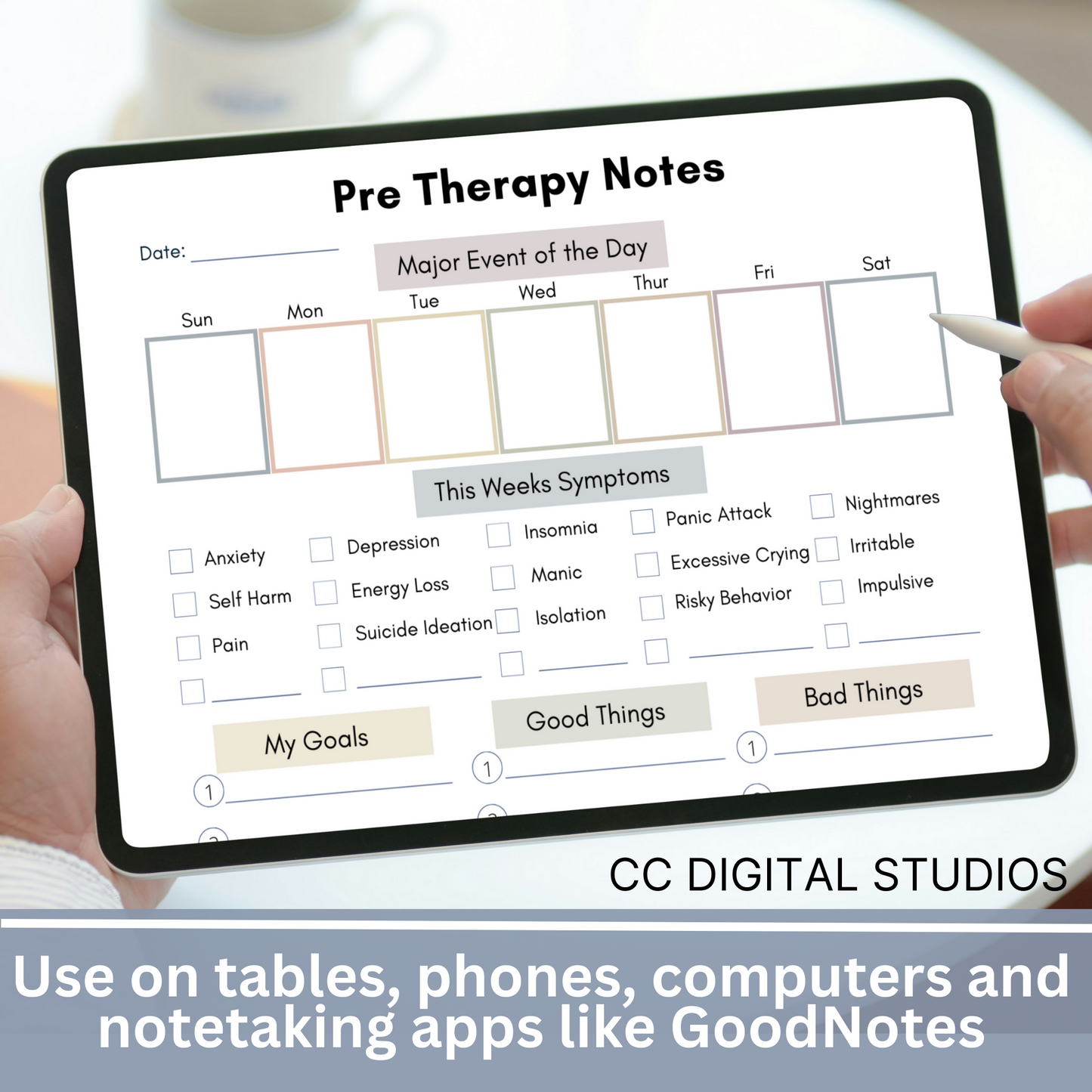 Pre and Post Therapy Notes. Therapy resource has spaces for your thoughts before and after therapy, a therapy session log for what happens during your sessions, and a cool therapy overview.