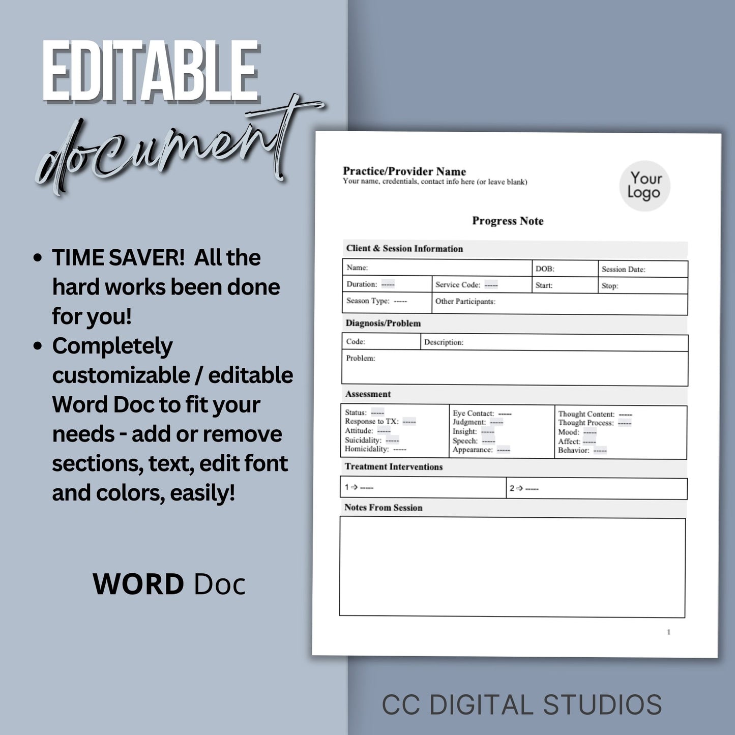 Therapy Notes Progress Note Template, Psychology Resource Therapy Tools for Therapist Office, Progress Report for Psychotherapy Notes, counseling resources for therapist office, social workers, case managers, counselors, therapists