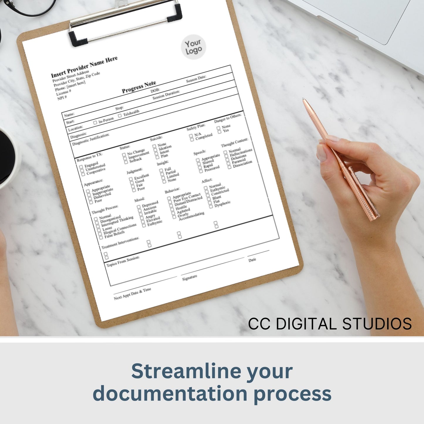 Enhance your counseling office by utilizing our fillable PDF Progress Notes therapist template designed for streamlining documentation processes, enhancing client care, and keeping the private practice organized.