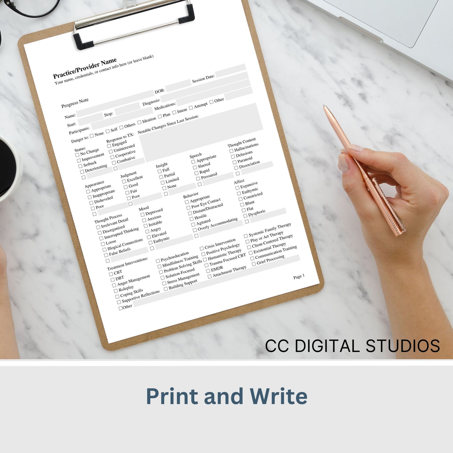 Therapy progress notes template designed specially for Mental Health Counselors and Therapists. Elevate your counseling office documentation with this user-friendly therapist template