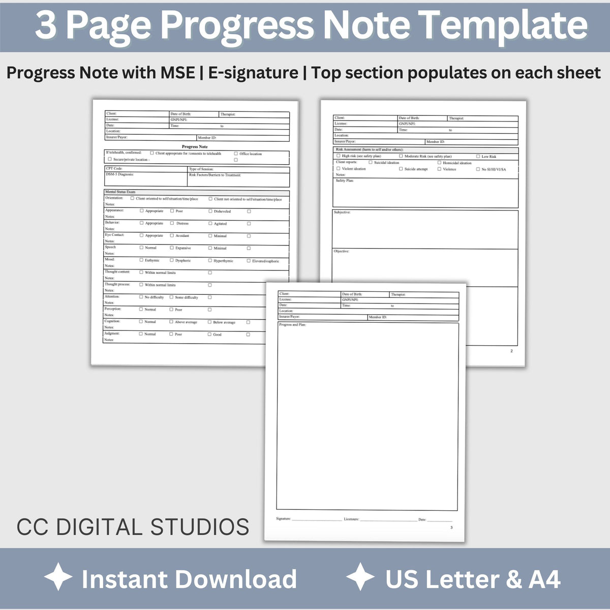 Co Sign Progress Note Progress Note Template with MSE: Streamline Counseling Documentation ...