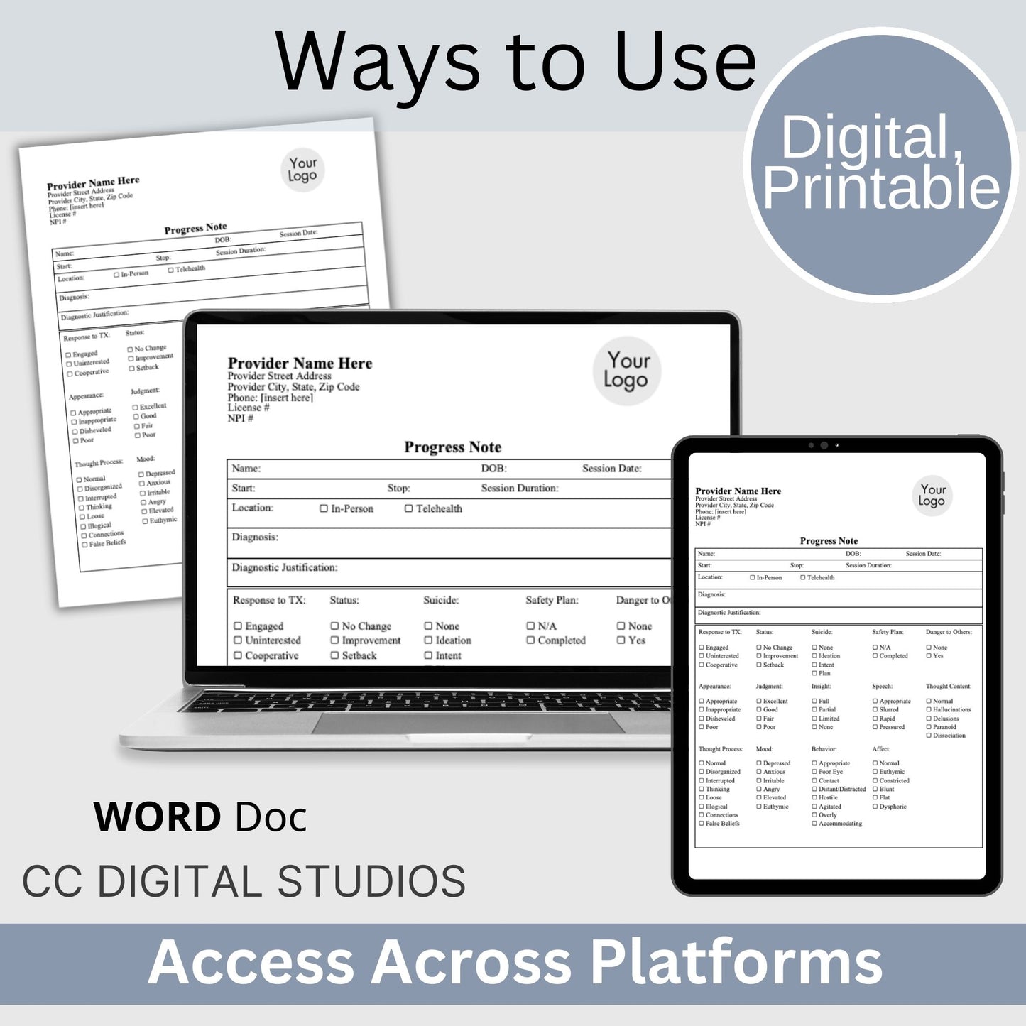 Progress note template, perfect for your therapy notes. &nbsp;This fully editable counseling template is designed specifically for therapists, psychologists, social workers, and counselors working in the field of mental health. 