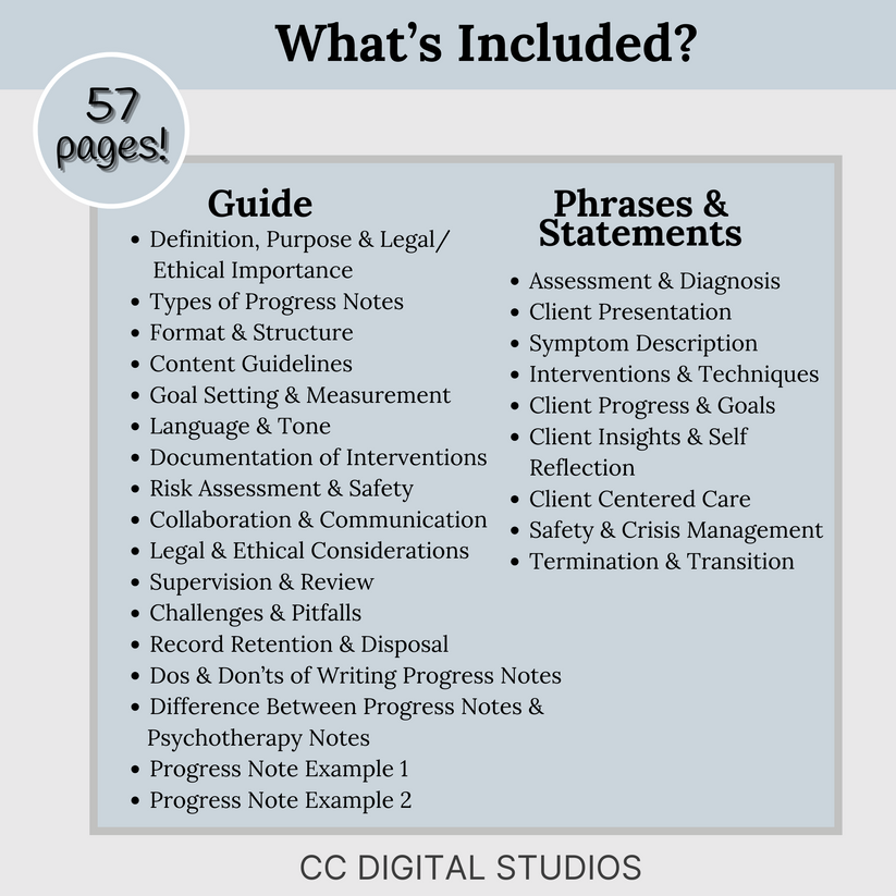 Progress Note Guide: Streamline Your Note Writing with Prompts, Exampl ...