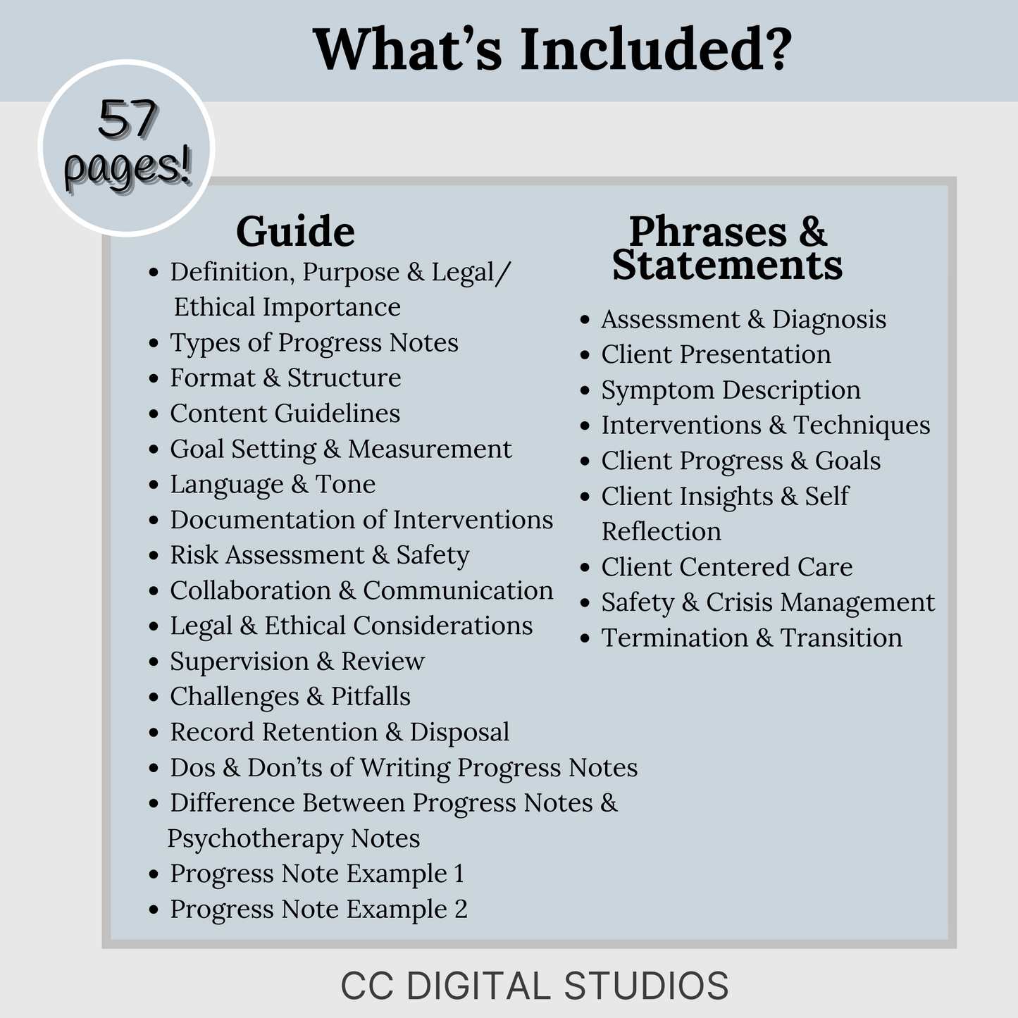 Elevate your note-writing game with our Comprehensive Mental Health Progress Note Guide! Designed to streamline your progress note process, providing a wealth of examples and prompts to enhance the verbiage of your notes.