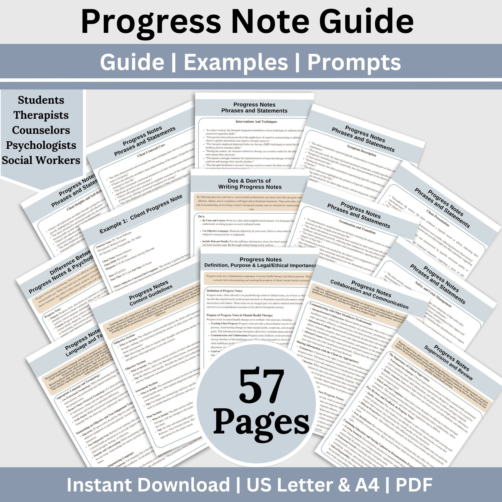 Progress Note Guide: Streamline Your Note Writing with Prompts, Exampl ...