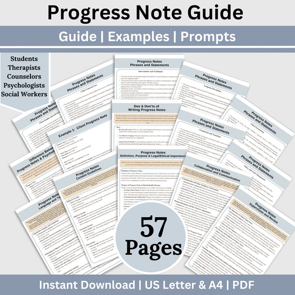 Progress Note Guide: Streamline Your Note Writing with Prompts, Exampl ...