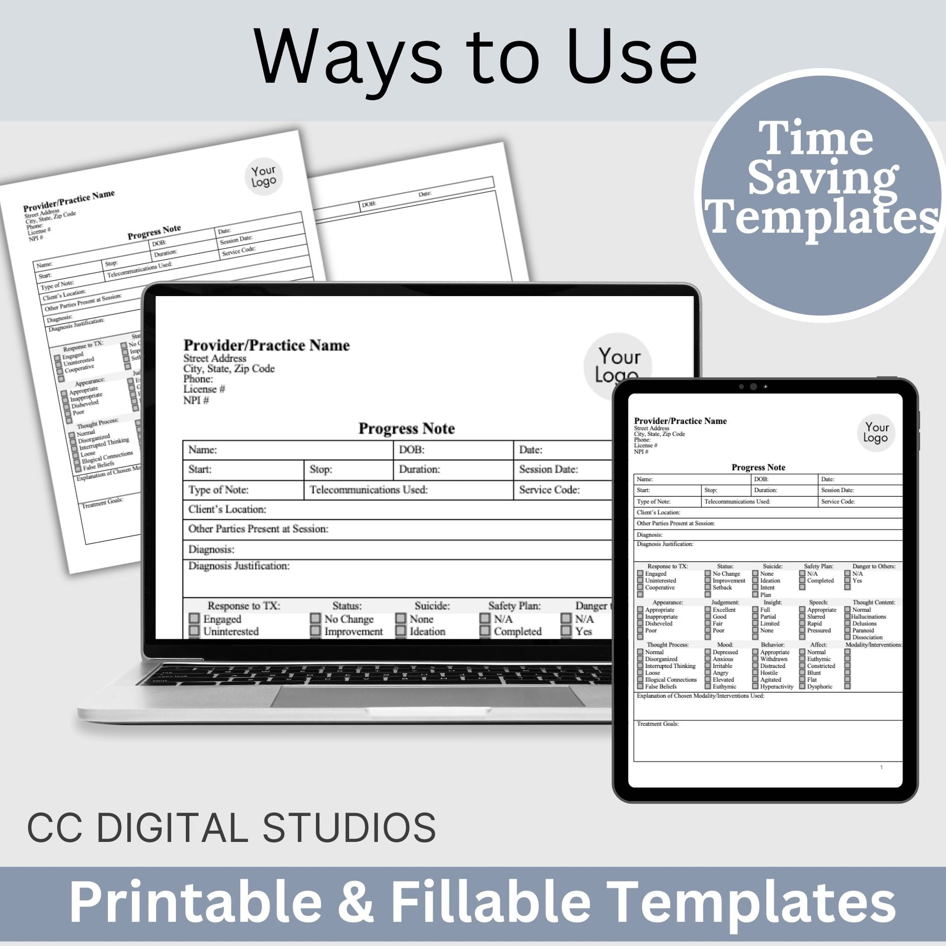 Progress note designed with telemental health in mind.  Don&#39;t struggle with creating your own forms. Perfect for school counselors, social workers, therapist office, counseling offices, psychologists.