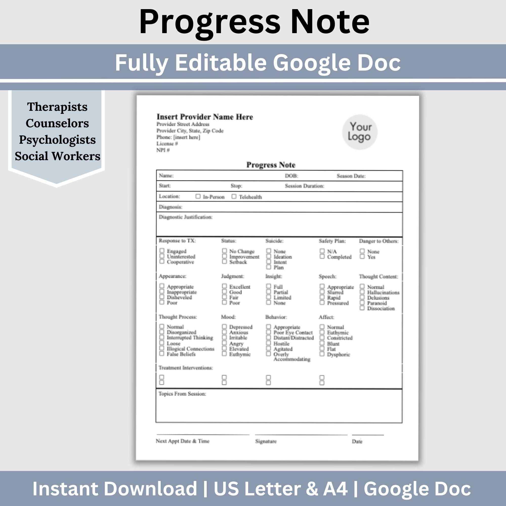 Progress Notes Therapist Template: Streamline Documentation & Enhance ...