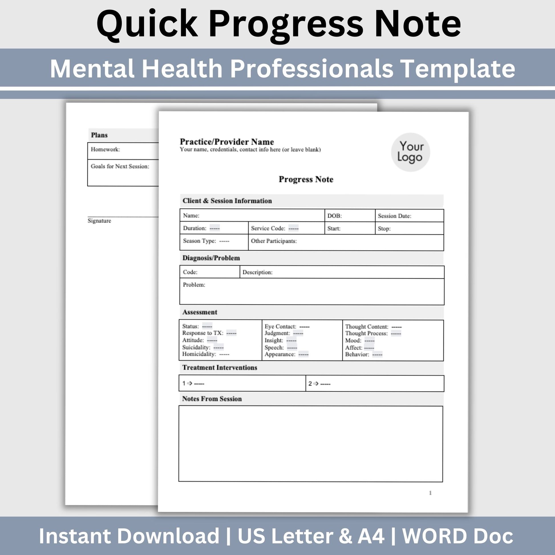 Therapy Notes Progress Note Template, Psychology Resource Therapy Tools for Therapist Office, Progress Report for Psychotherapy Notes, counseling resources for therapist office, social workers, case managers, counselors, therapists