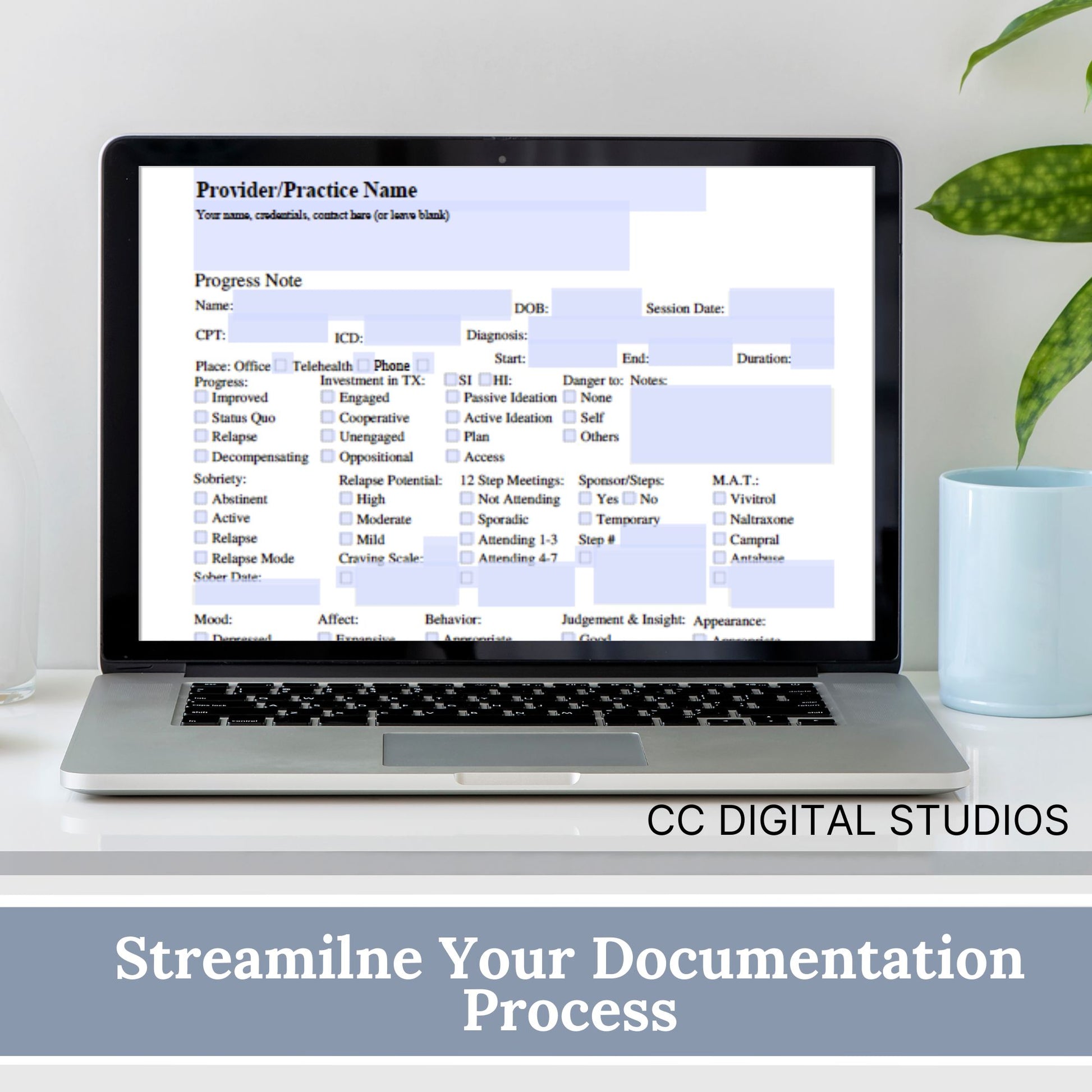 Progress note template specifically for addiction counselors.  Therapist paperwork made easy with our fillable template. Addiction Counselor Progress Note, Client Progress Note Template, Substance Use Progress Note, Substance Use Counselor