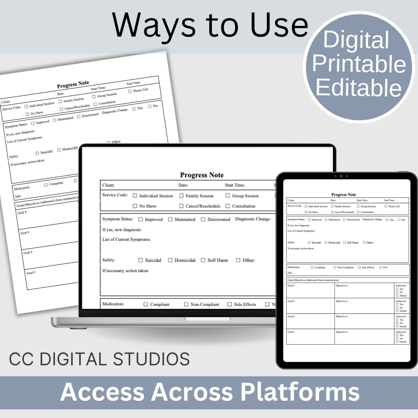 Progress Note Template for Mental Health Counselors:  Google Doc