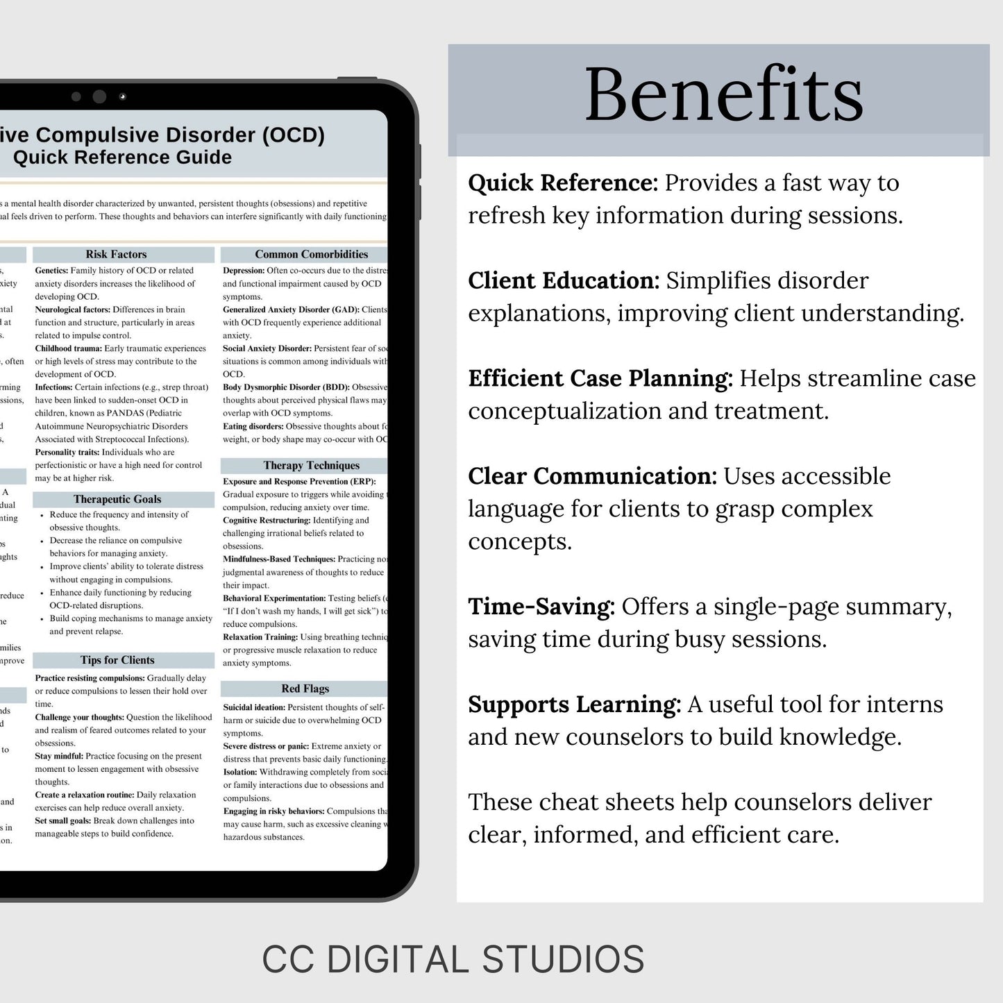 Psychiatric Disorders Therapy Cheat Sheet Bundle, Psychoeducation for Client and Cheat Sheet for Counselors - 15 Disorder Bundle