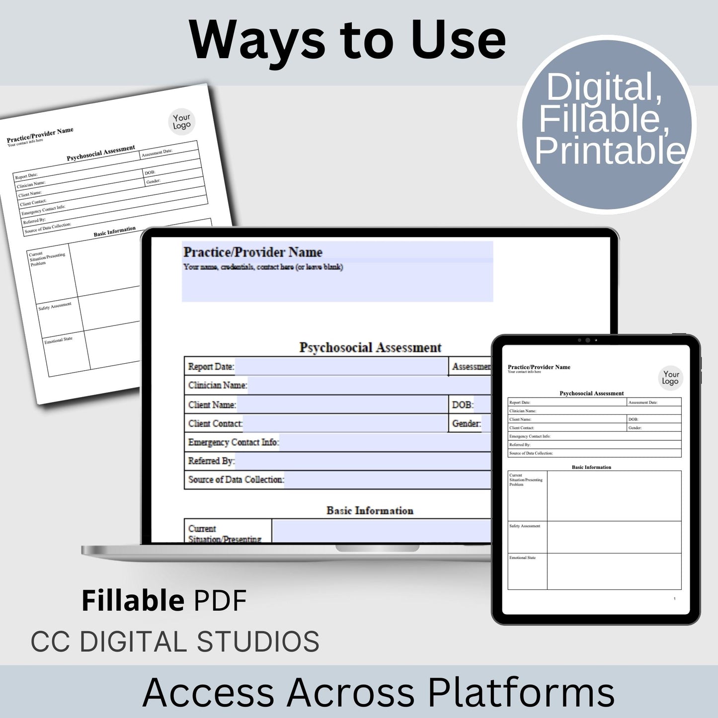 Psychosocial Assessment template, specifically designed for social workers, school counselors, school psychologists, and case managers.  Therapist template streamlines the documentation process for therapy notes and progress notes. Psychoanalysis