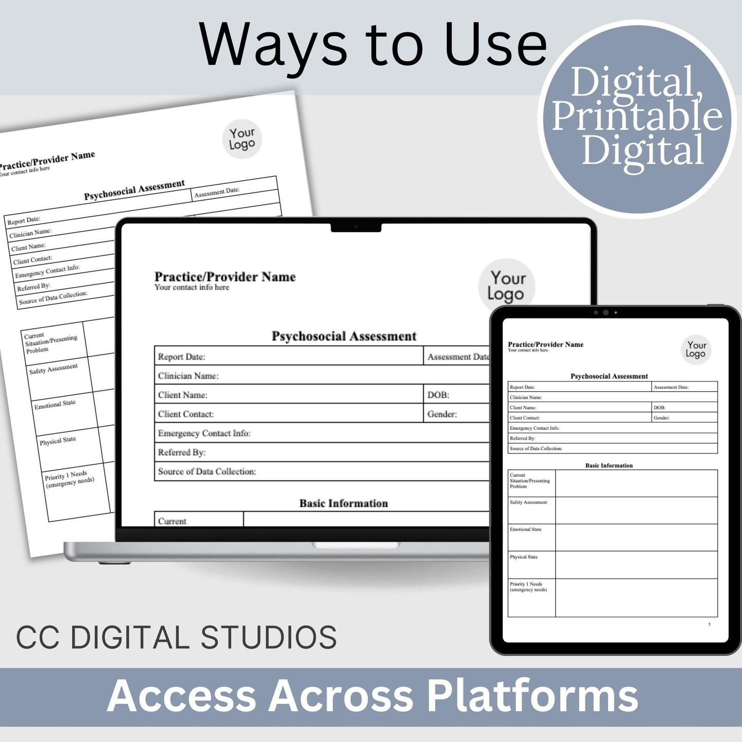 Psychosocial Assessment template, specifically designed for social workers, school counselors, school psychologists, and case managers.  Therapist template streamlines the documentation process for therapy notes and progress notes. Psychoanalysis