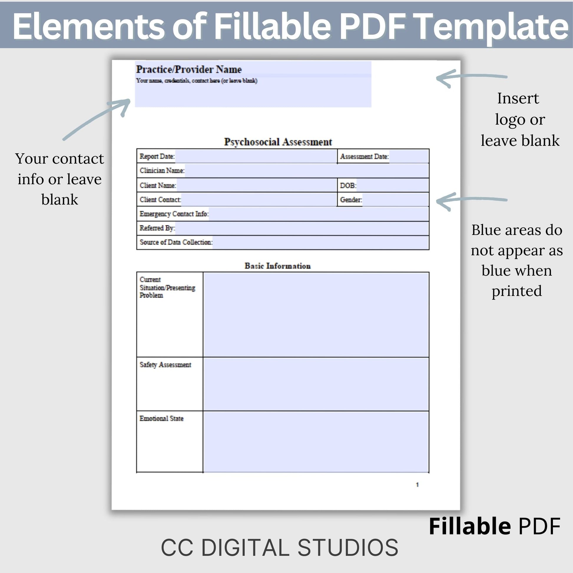 Psychosocial Assessment template, specifically designed for social workers, school counselors, school psychologists, and case managers.  Therapist template streamlines the documentation process for therapy notes and progress notes. Psychoanalysis