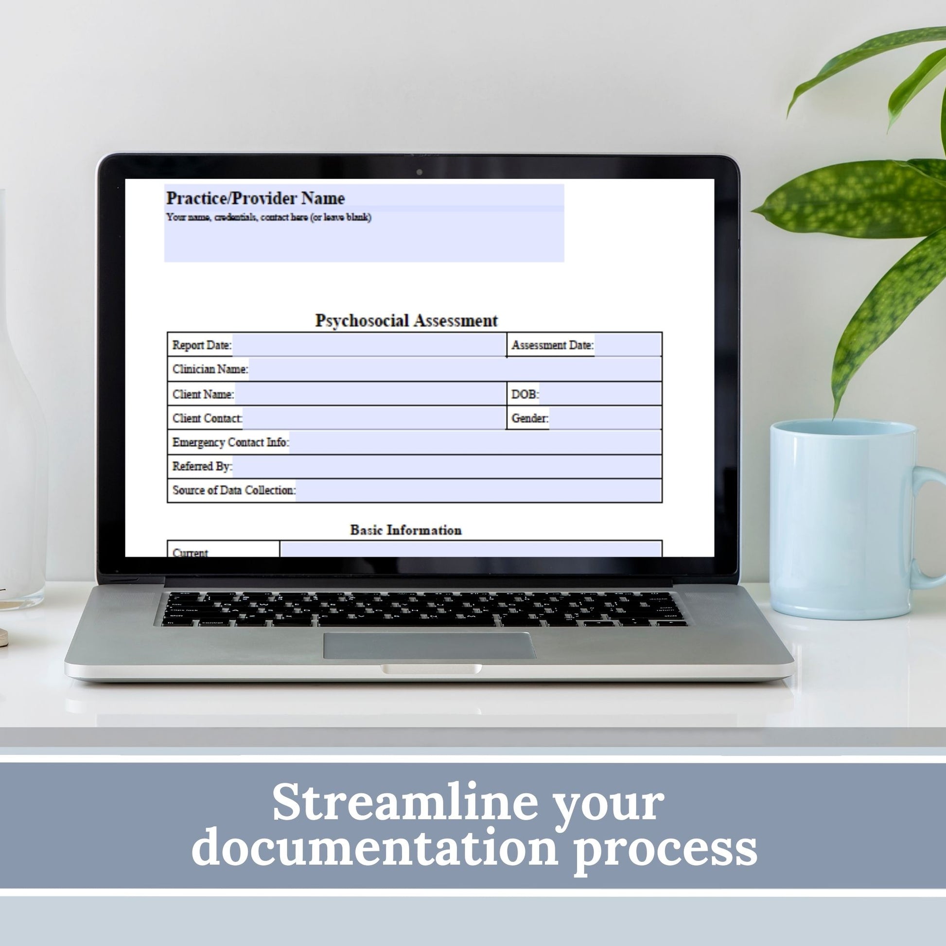 Psychosocial Assessment template, specifically designed for social workers, school counselors, school psychologists, and case managers.  Therapist template streamlines the documentation process for therapy notes and progress notes. Psychoanalysis