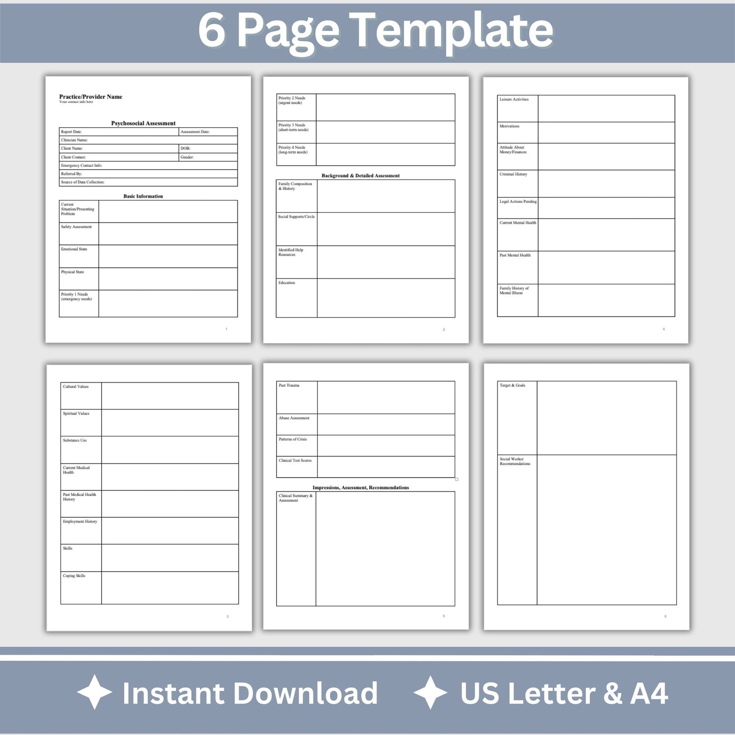 Psychosocial Assessment Template for Social Workers & Case Managers