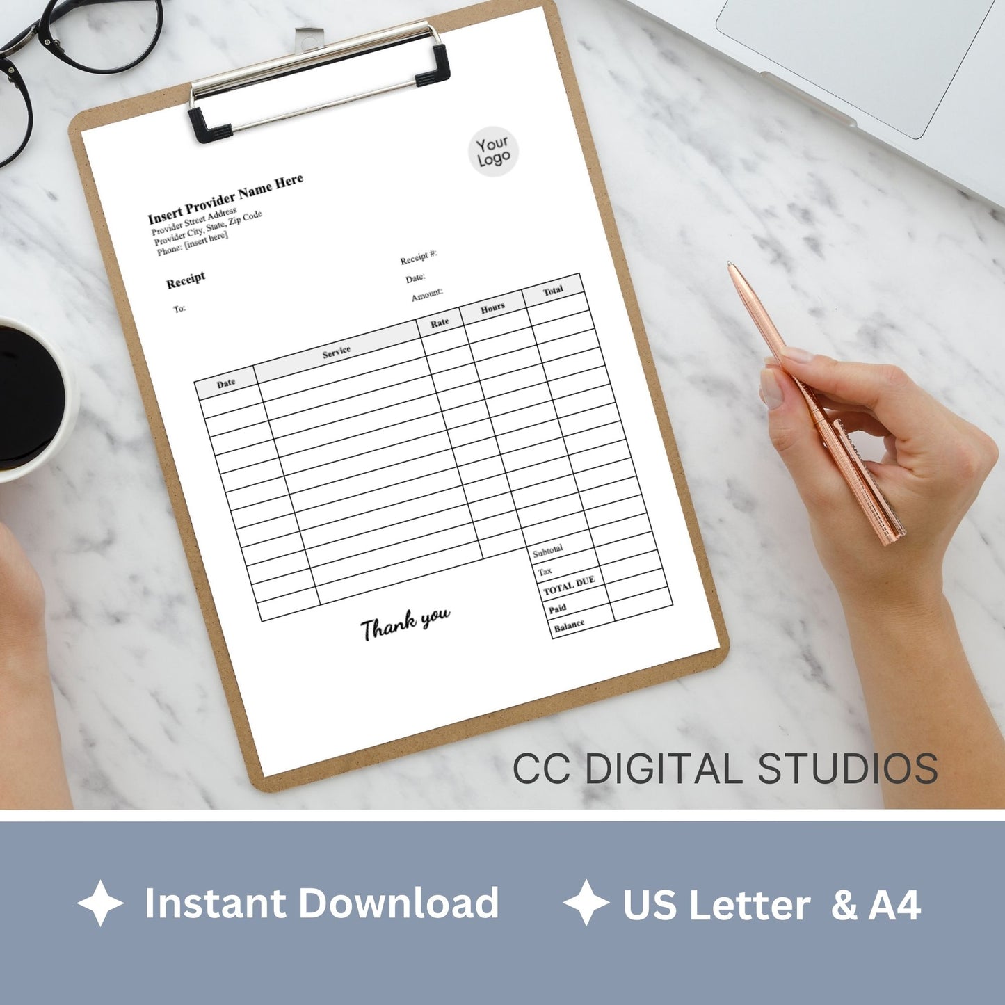 Professional therapist office receipt template designed specifically for mental health professionals. This easy-to-use template helps you provide clear and concise receipts to your clients, ensuring transparency and professionalism.