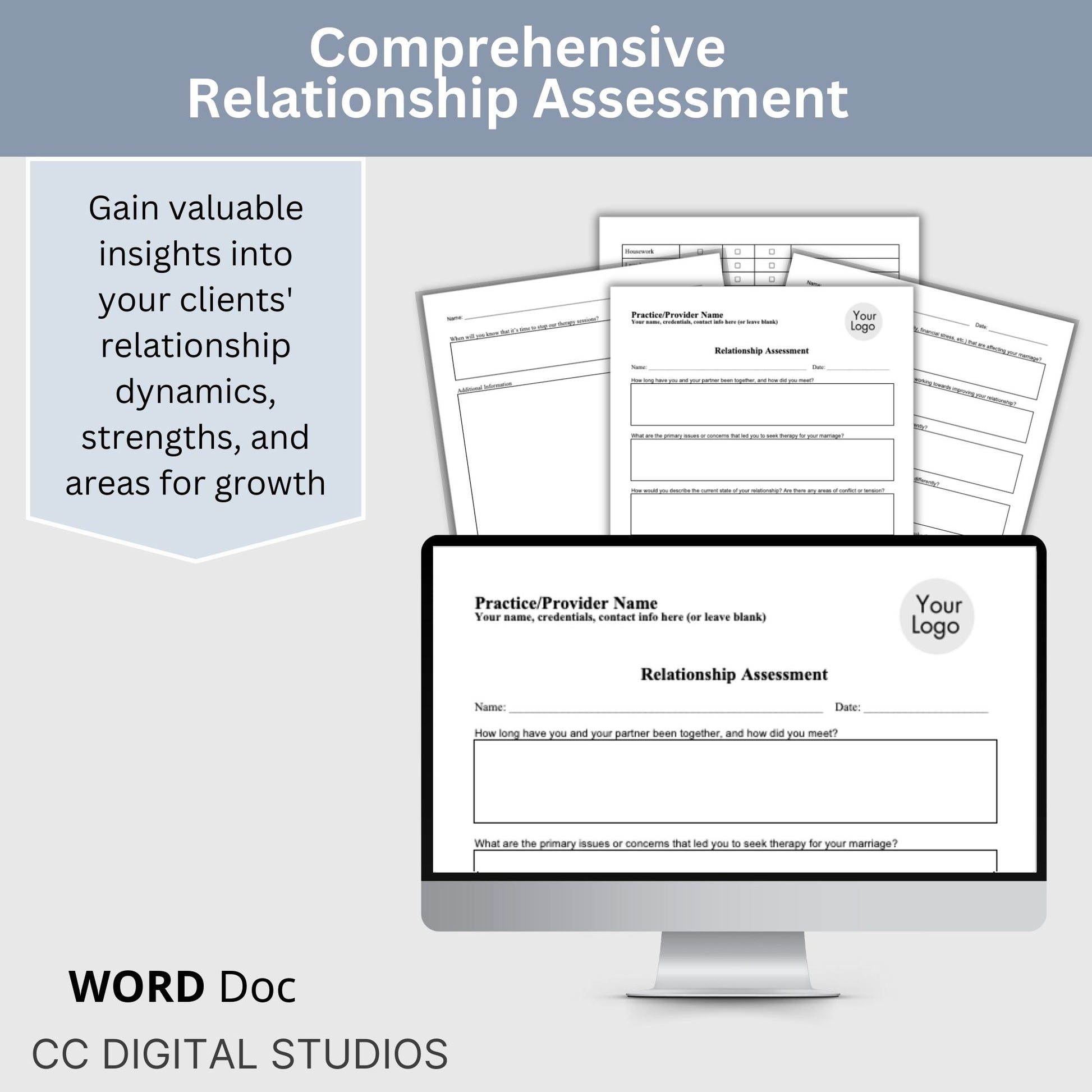 Relationship Assessment Tool— mental health. Marriage Meeting Client Intake Form, Couples Questions for Couples Therapy, Couples Communication Therapy Worksheet, Therapist Tools