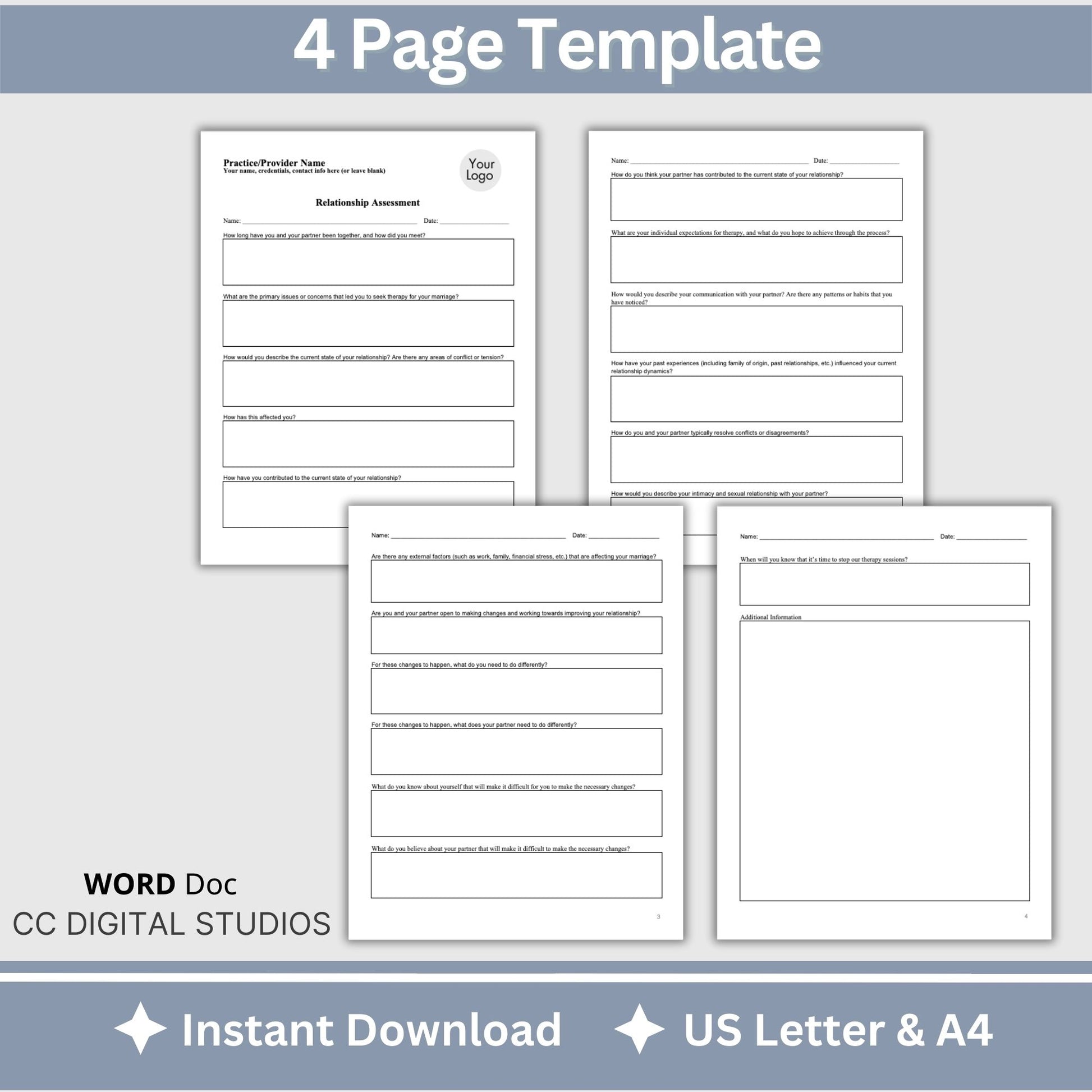 Relationship Assessment Tool— mental health. Marriage Meeting Client Intake Form, Couples Questions for Couples Therapy, Couples Communication Therapy Worksheet, Therapist Tools