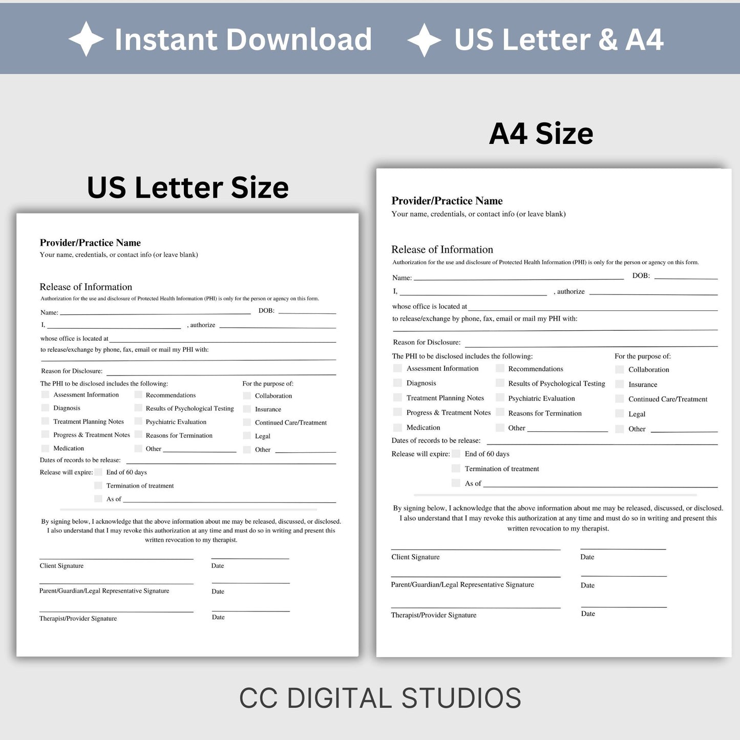 Release of Information (ROI) Form, designed specifically for mental health professionals. This essential template&nbsp;enhances client trust, and simplifies communication with other providers. Our form helps you maintain accurate records and adhere to confidentiality standards. Ideal for therapists, counselors, and social workers, this ROI form supports efficient information sharing. Optimize your workflow with this user-friendly solution.