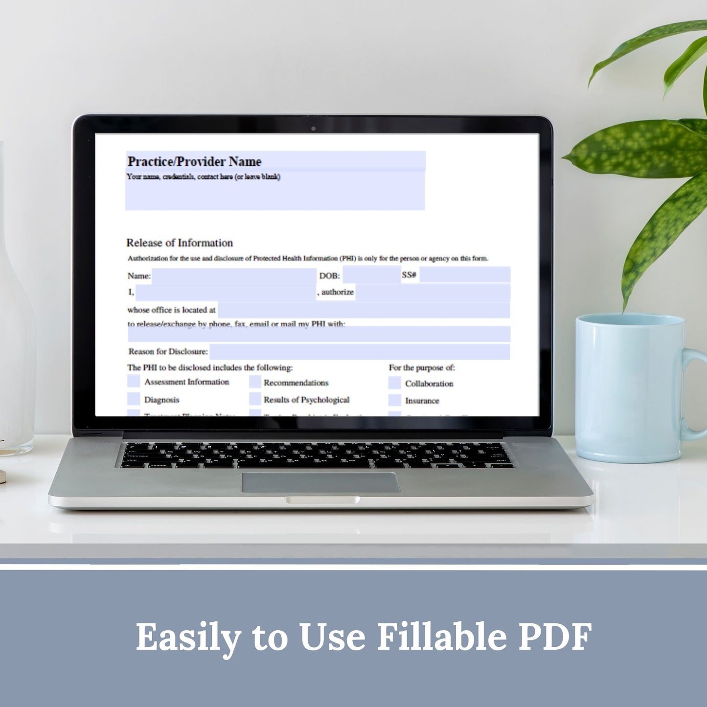 Release of Information, Informed Consent, Mental Health ROI, Private Practice Paperwork, Therapy Tools, Therapy Consent Form, HIPAA Form