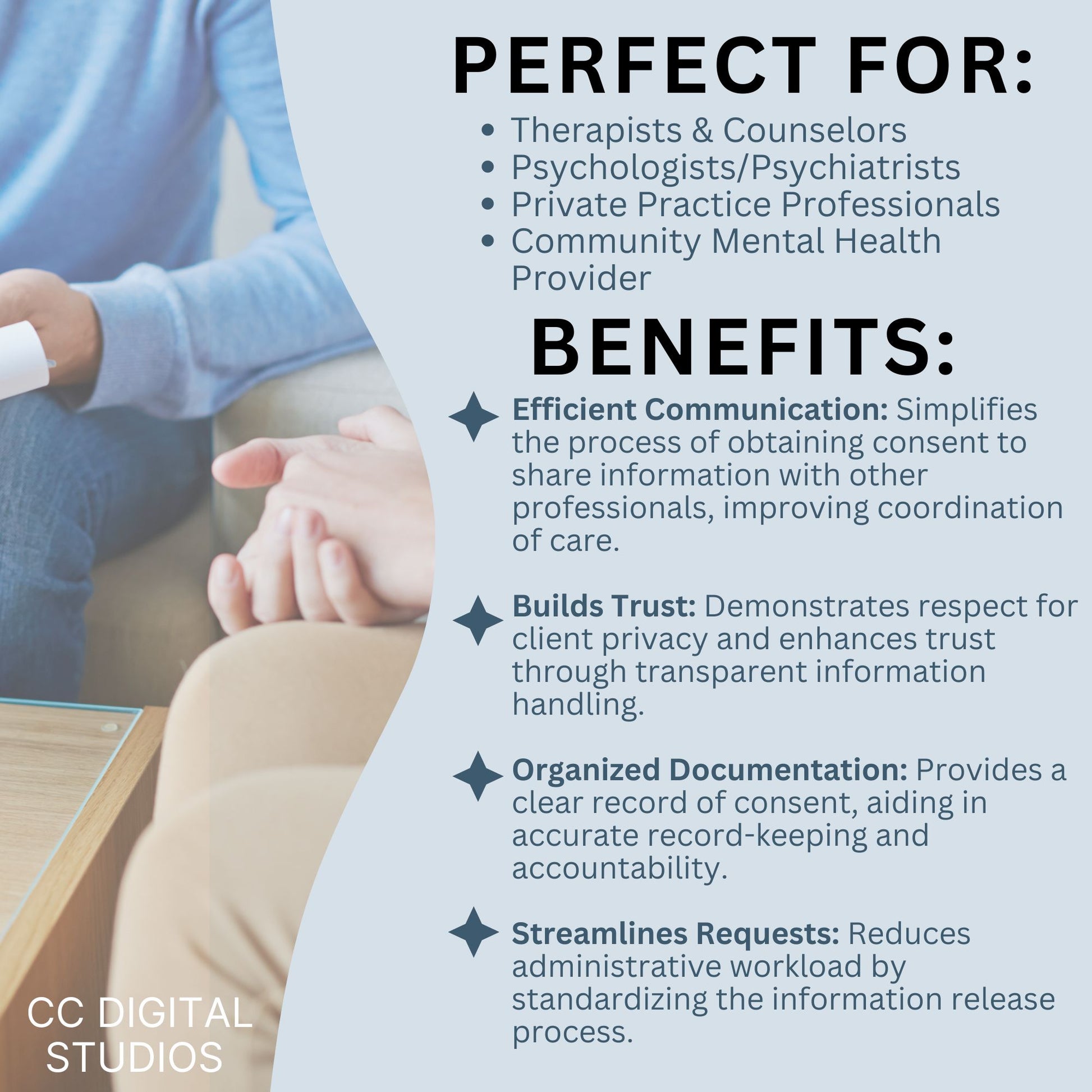 Release of Information (ROI) Form, designed specifically for mental health professionals. This essential template&nbsp;enhances client trust, and simplifies communication with other providers. Our form helps you maintain accurate records and adhere to confidentiality standards. Ideal for therapists, counselors, and social workers, this ROI form supports efficient information sharing. Optimize your workflow with this user-friendly solution.