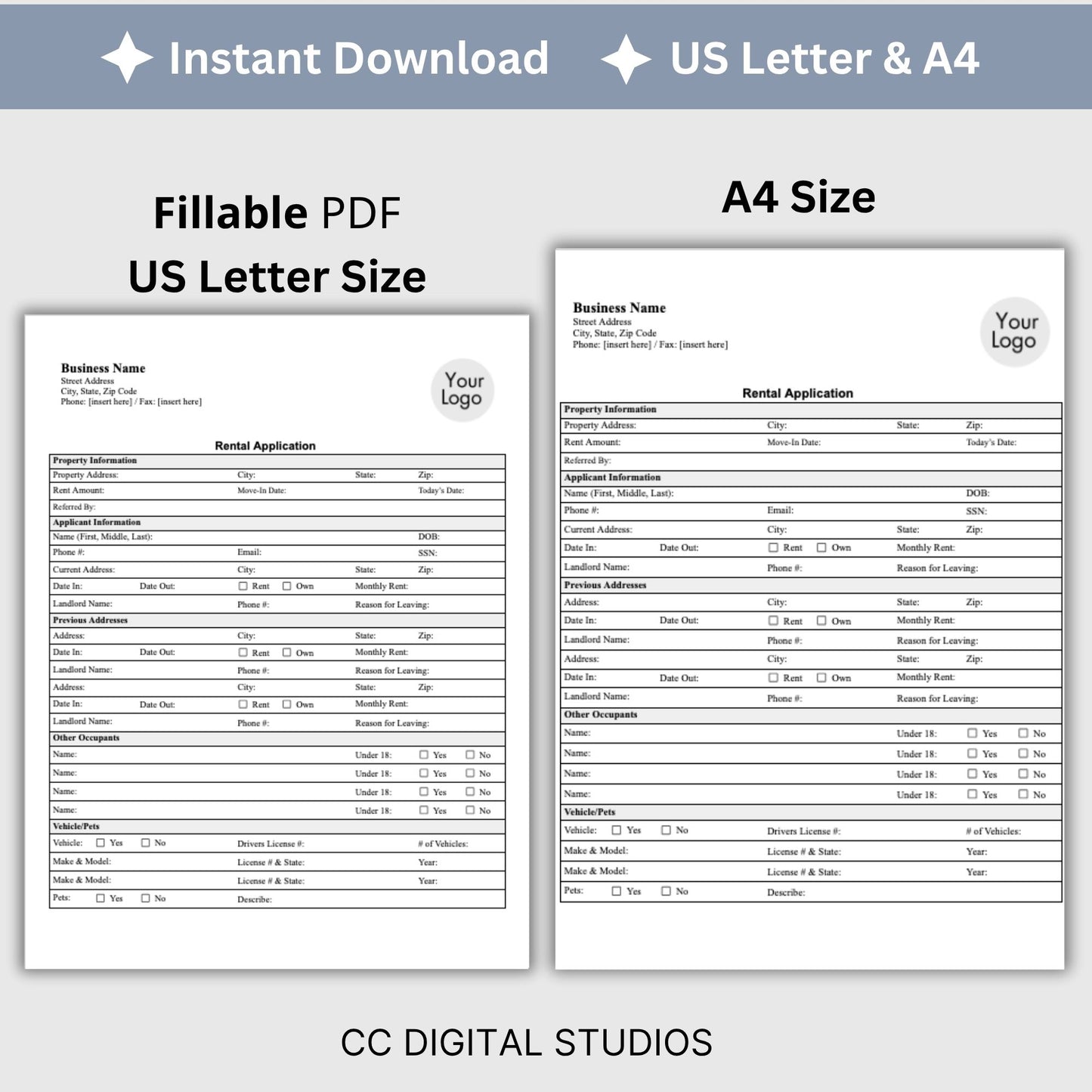 Tenant Application Form Landlord Agreement - Fillable PDF