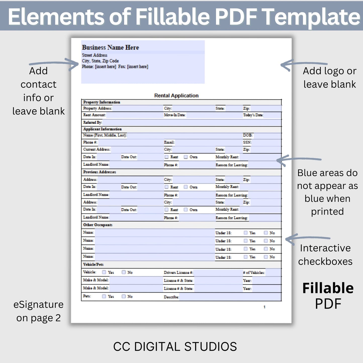 Tenant Application Form Landlord Agreement - Fillable PDF
