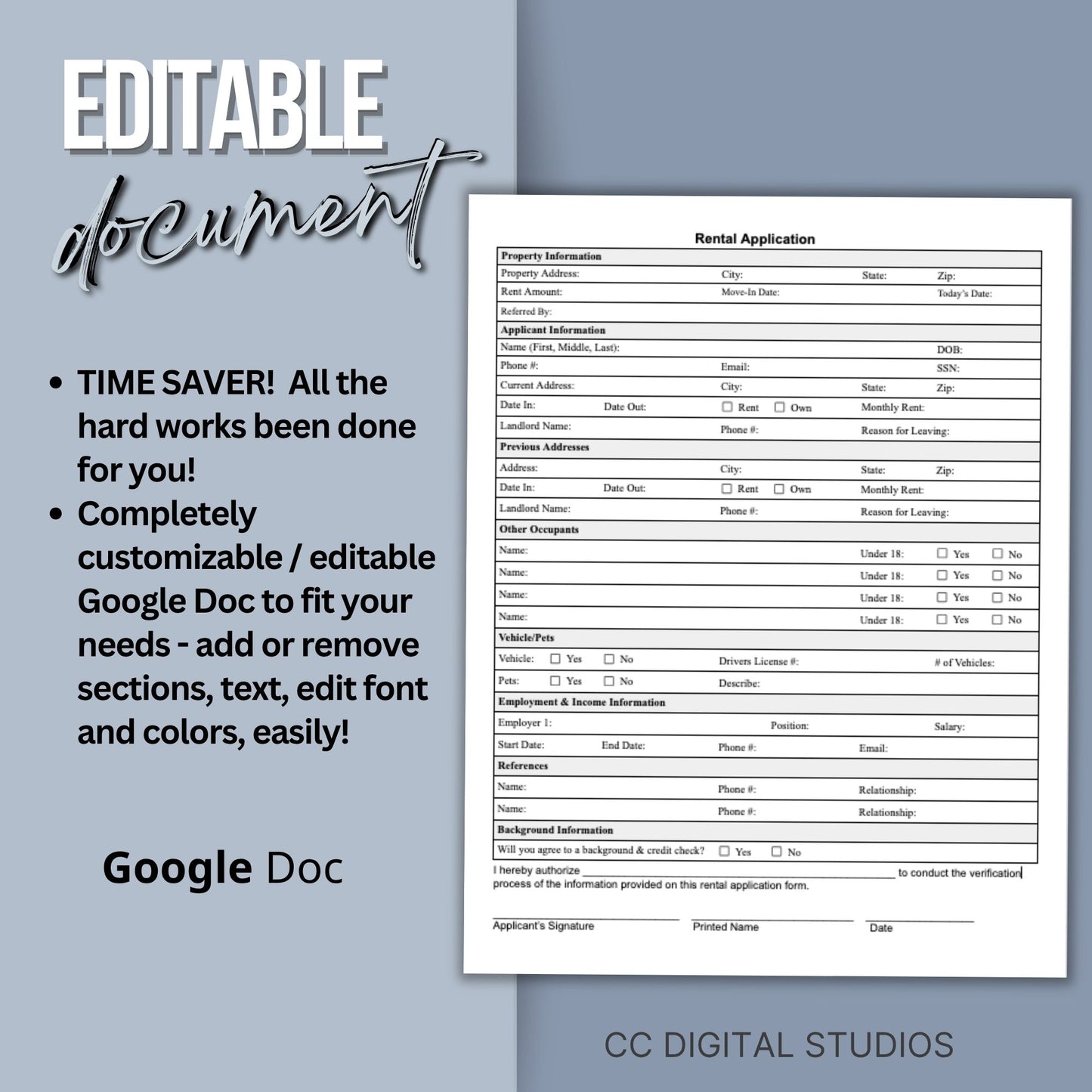 Tenant Screening Rental Application - Google Docs