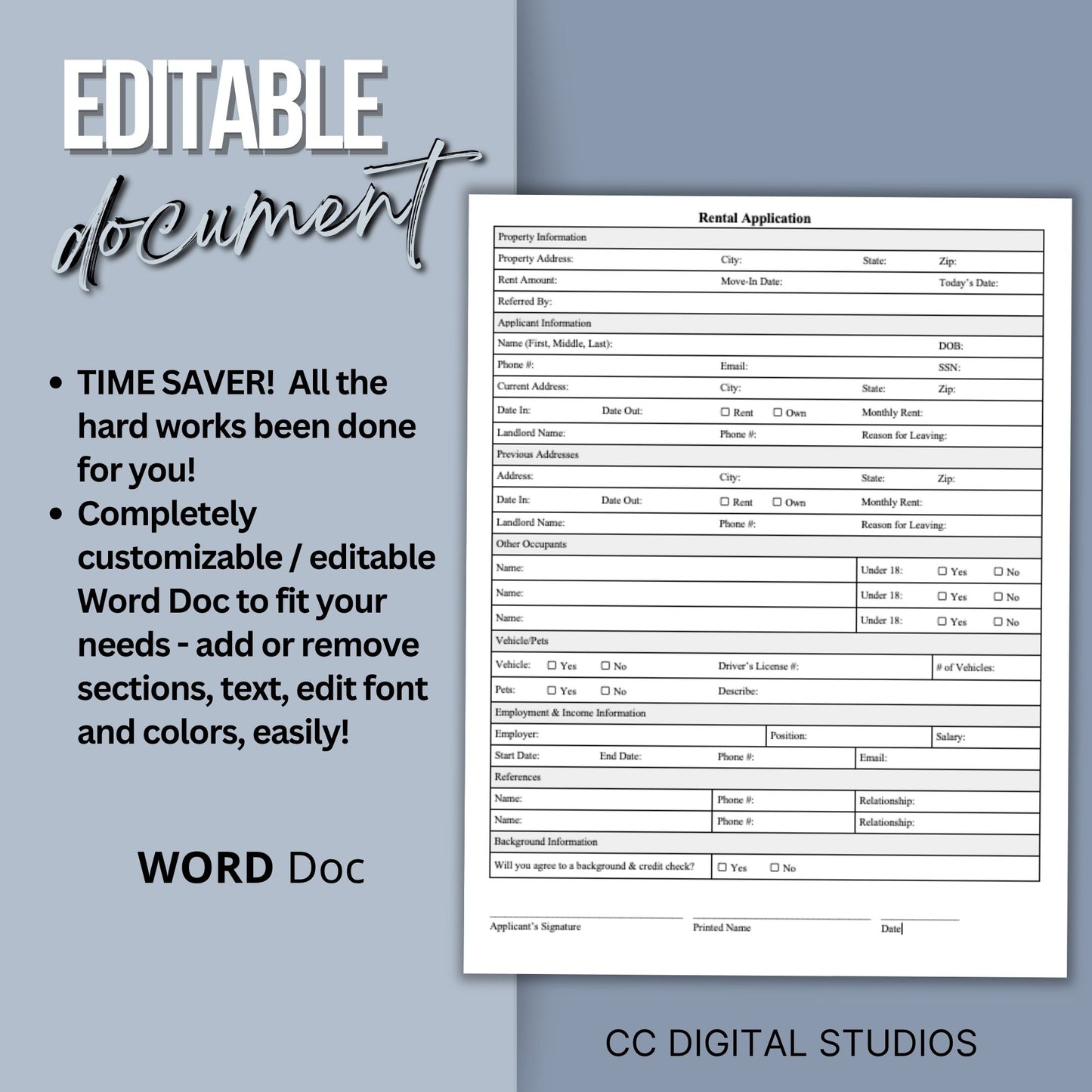 Rental Agreement Application - WORD Doc
