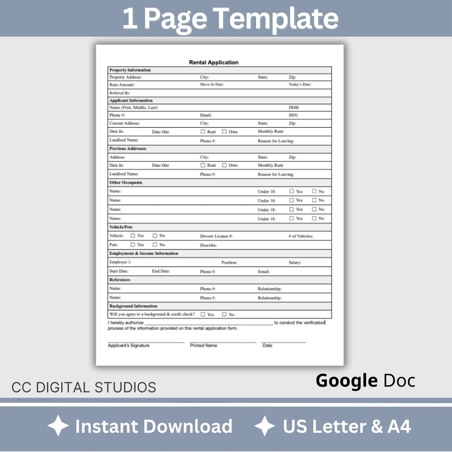Tenant Screening Rental Application - Google Docs