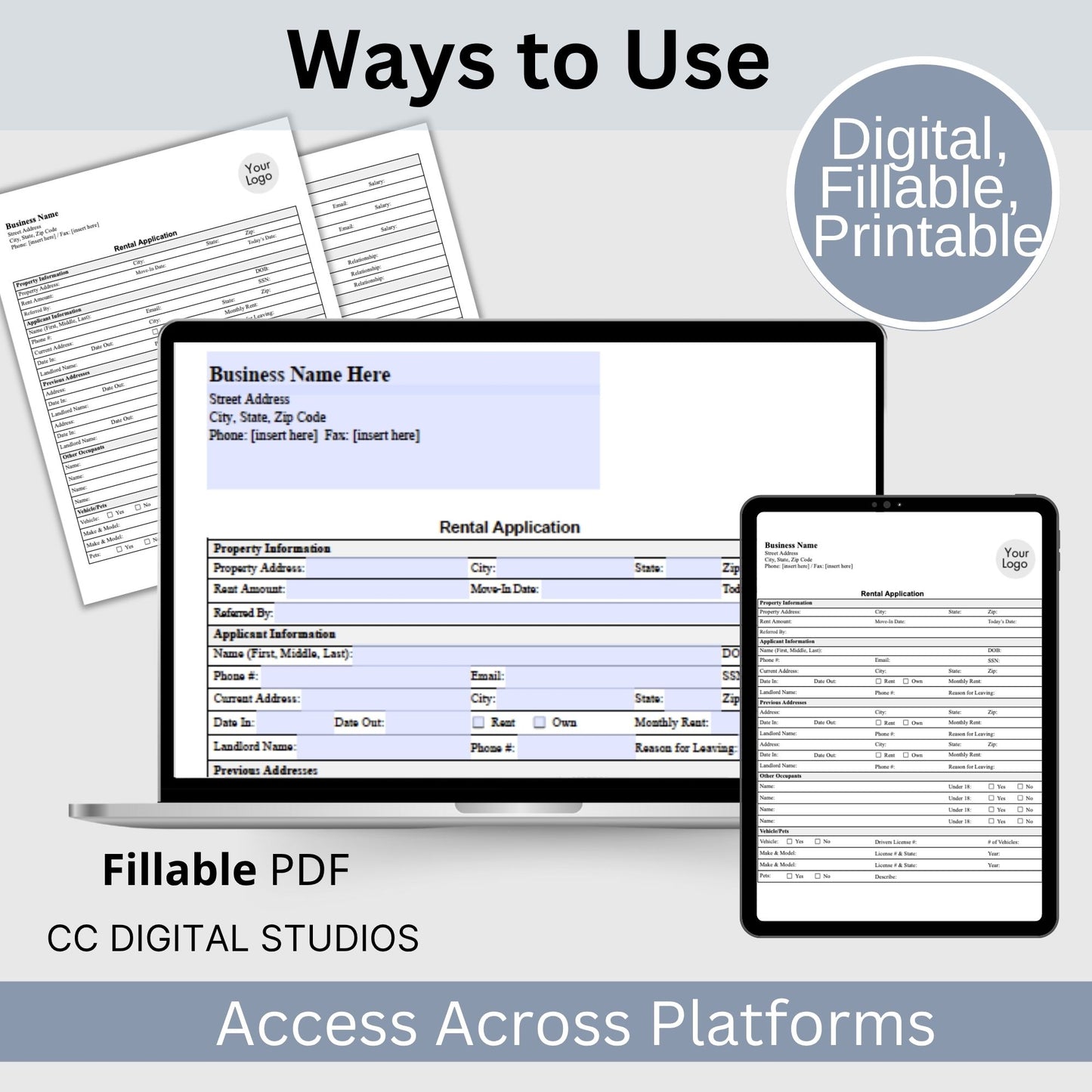 Tenant Application Form Landlord Agreement - Fillable PDF