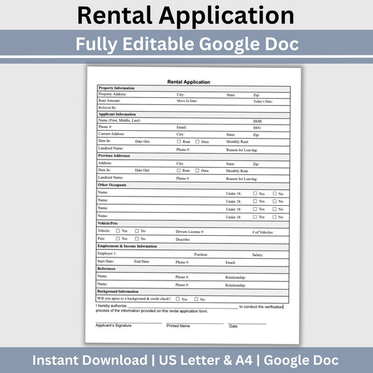 Tenant Screening Rental Application - Google Docs