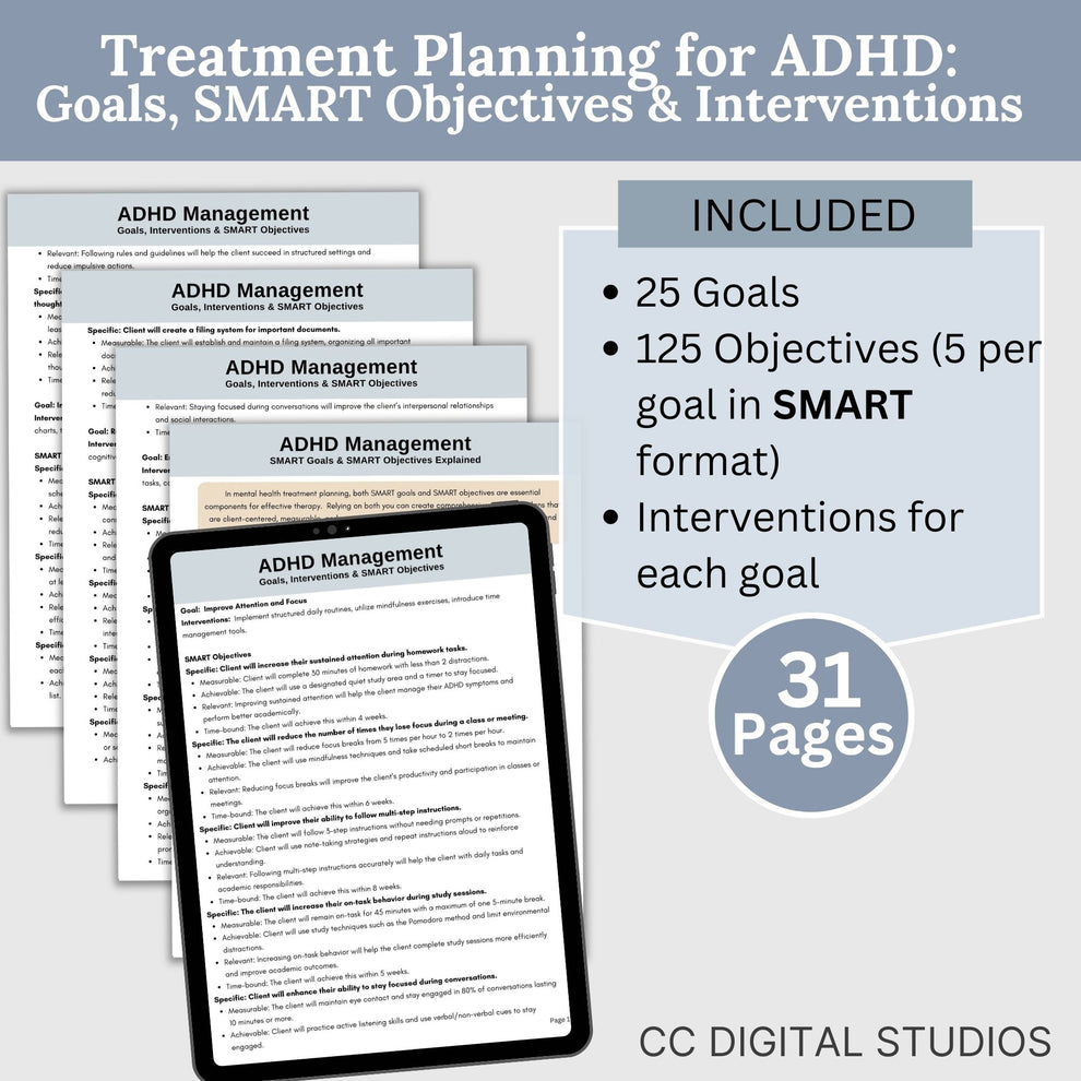 SMART Goals for Objectives for ADHD Treatment Planning – CCDigitalStudios