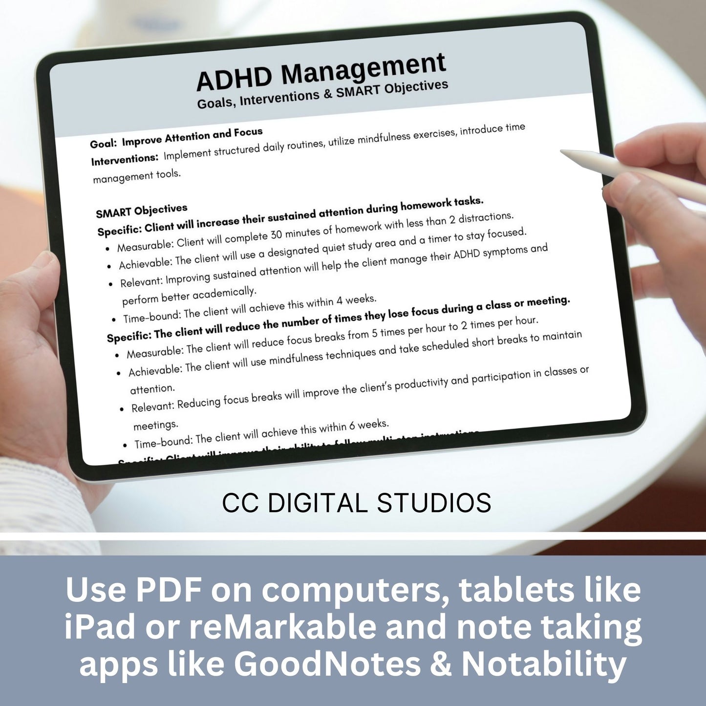 ADHD SMART Goals for Objectives, ADHD Treatment Planning, Therapy Cheat Sheet, adhd Planning Tool for Therapist Office, Interventions. ADHD therapy goals with SMART goals for objectives - Treatment planning tool tailored for treating ADHD.