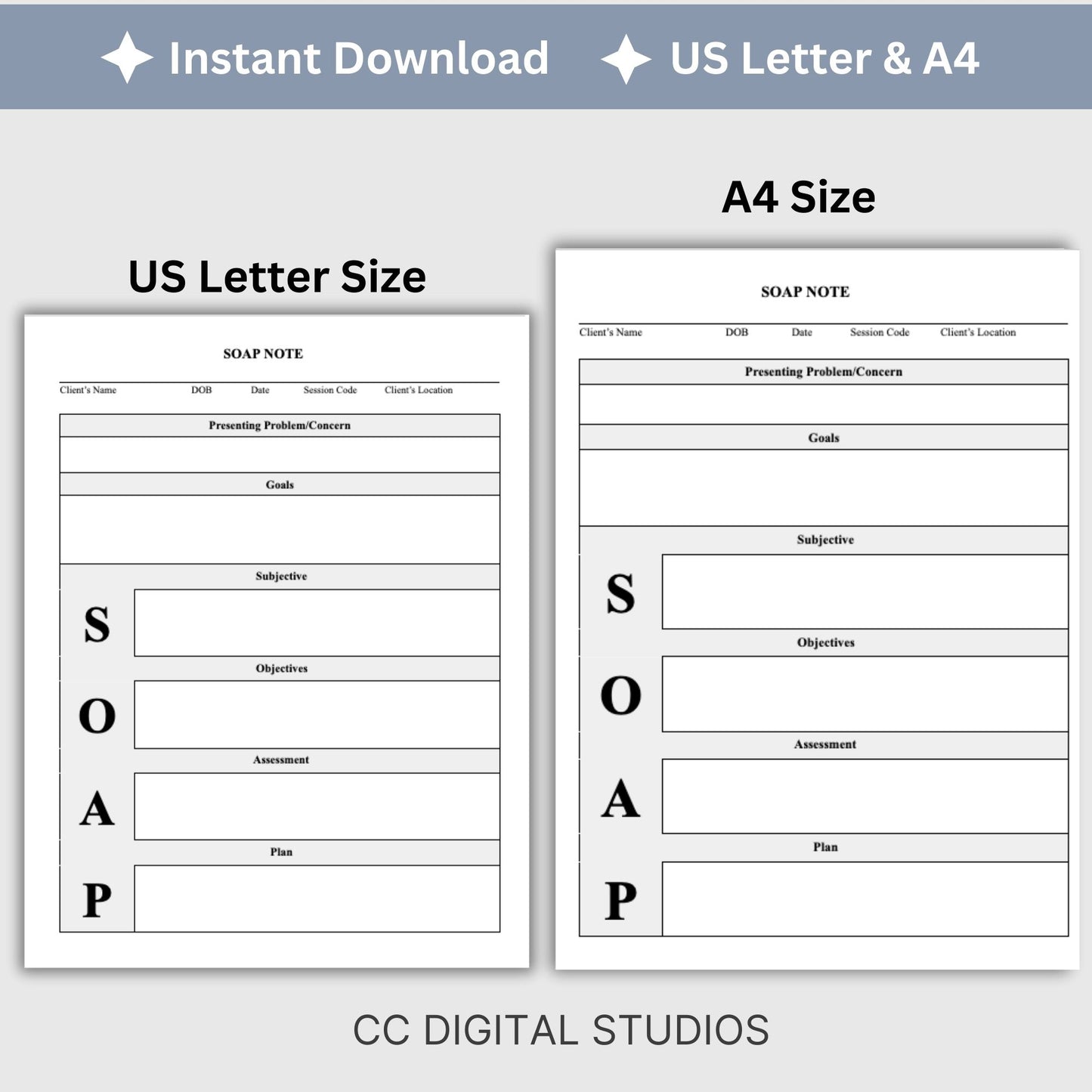 SOAP progress note template.  This is a convenient one-page progress note for mental health counselors, therapist office, social workers, and school counselors. Psychologist, social work, school psychologist, therapy note, therapist template