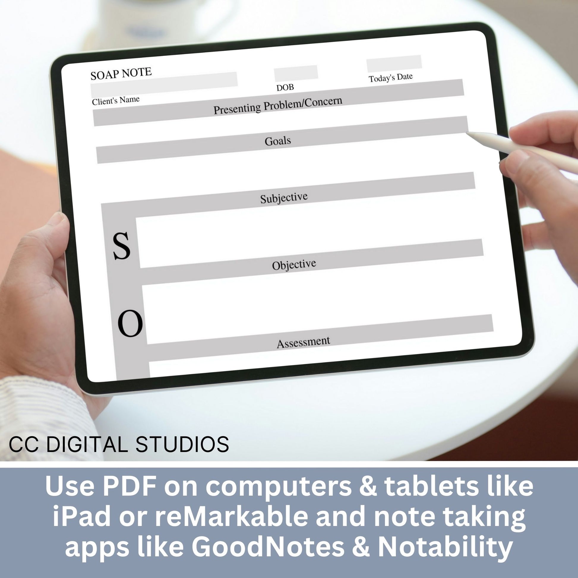 SOAP Note template designed specifically for Telemental health.  Two templates, one with contact info and one without.  Fillable SOAP Progress note for therapists office, school counselor and counseling offices.