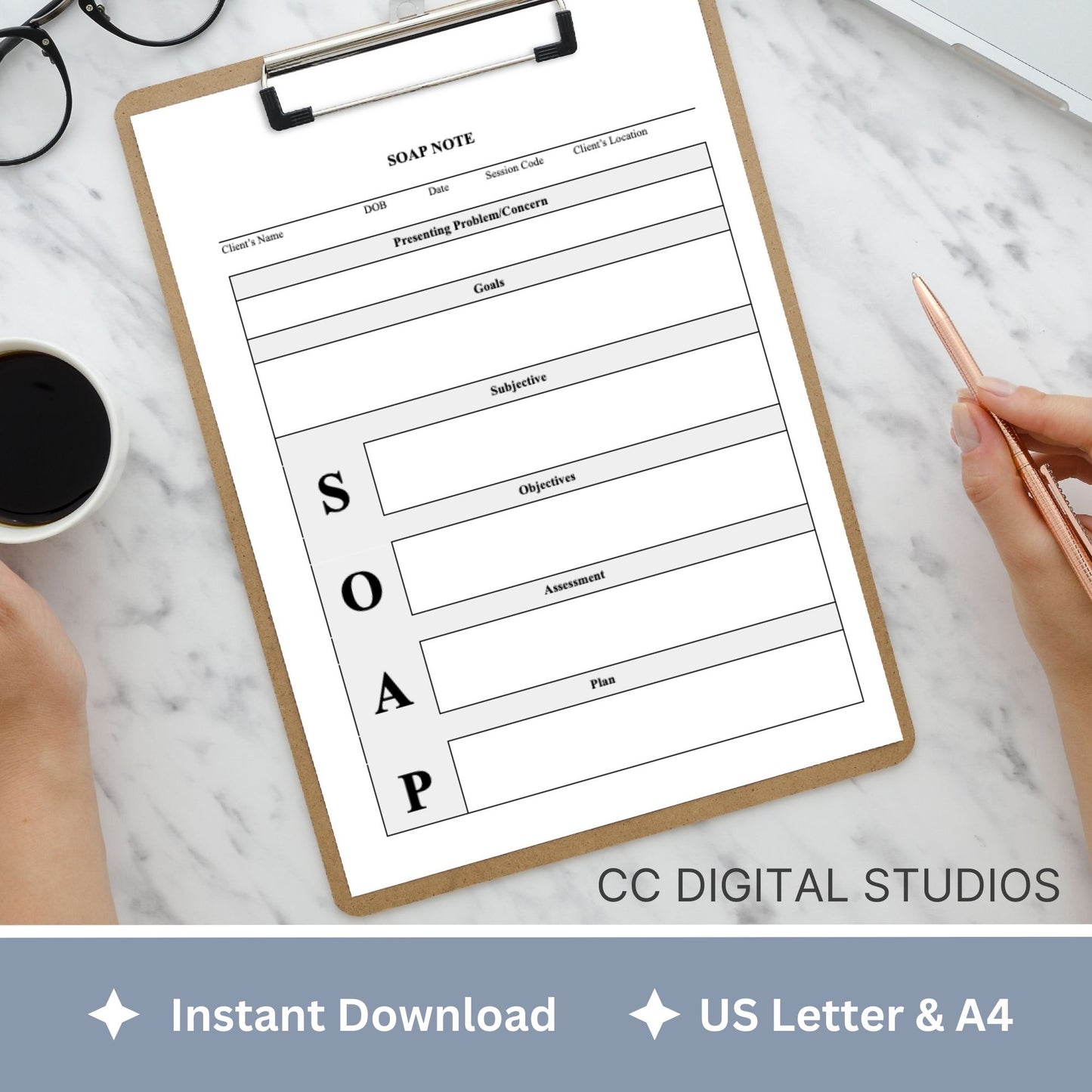 SOAP progress note template.  This is a convenient one-page progress note for mental health counselors, therapist office, social workers, and school counselors. Psychologist, social work, school psychologist, therapy note, therapist template